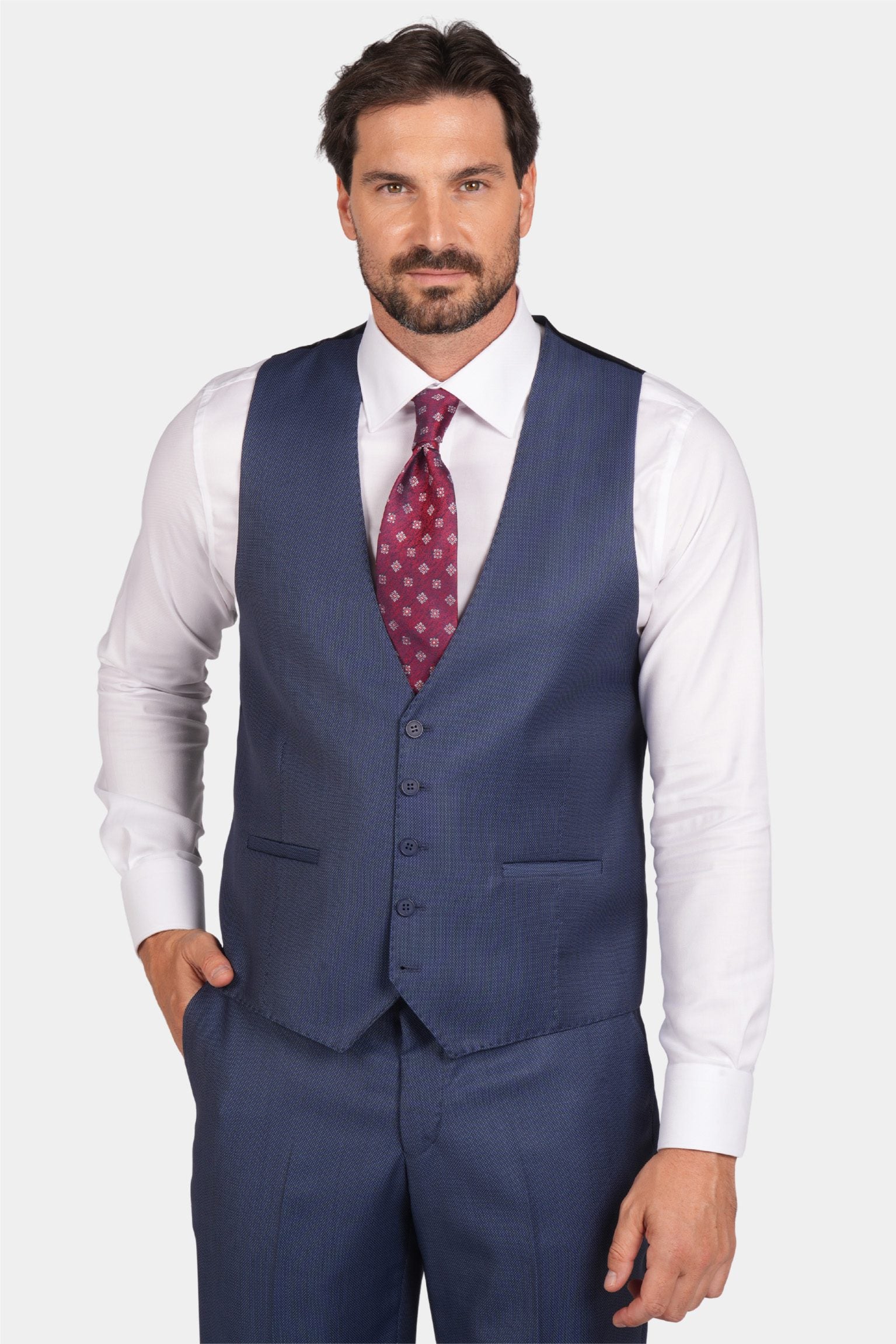 Blue modern fit single-breasted suit