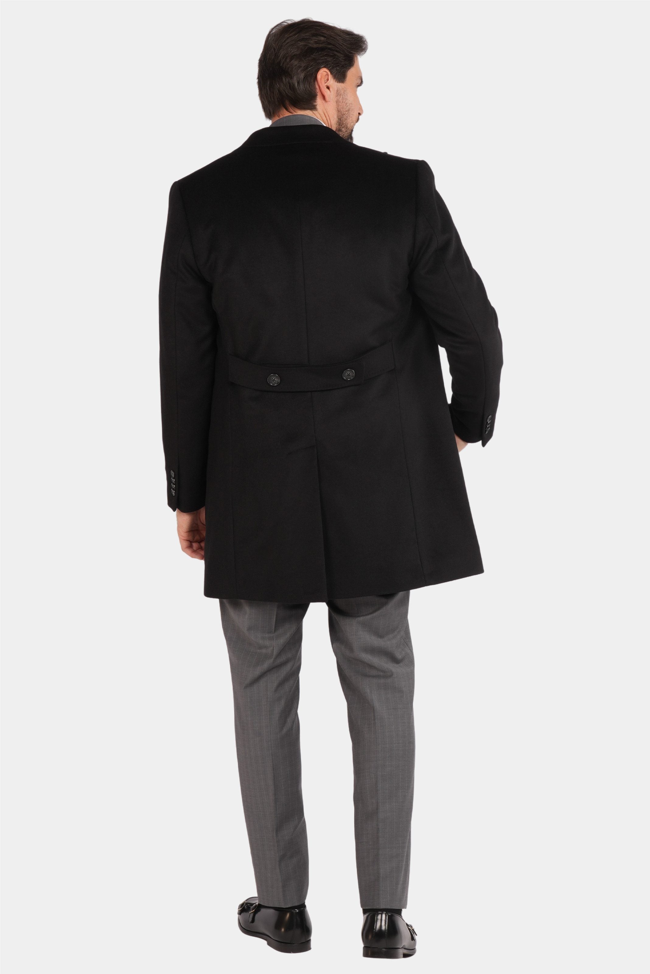 Schwarzer Italienischer Wollmantel