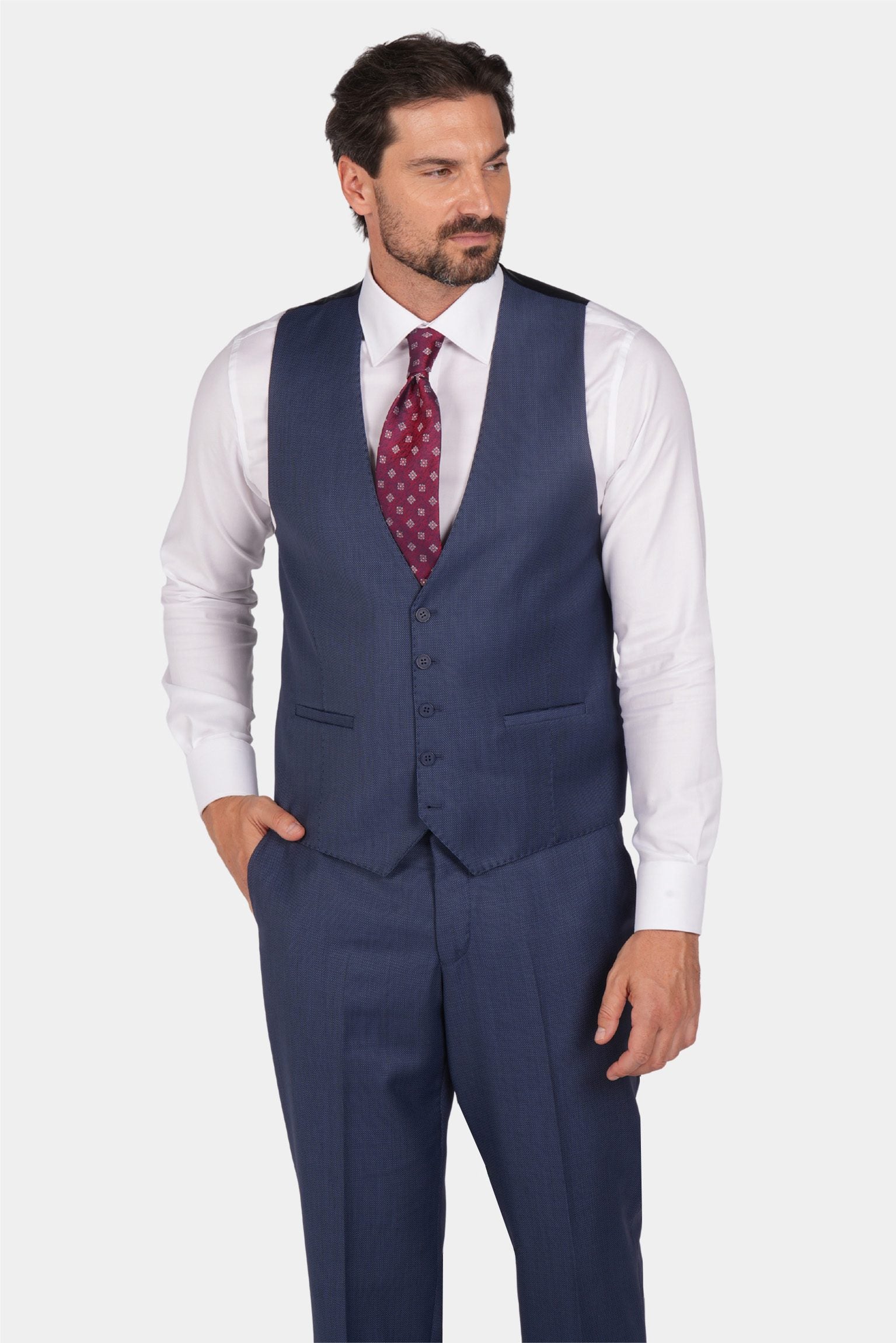 Blue modern fit single-breasted suit