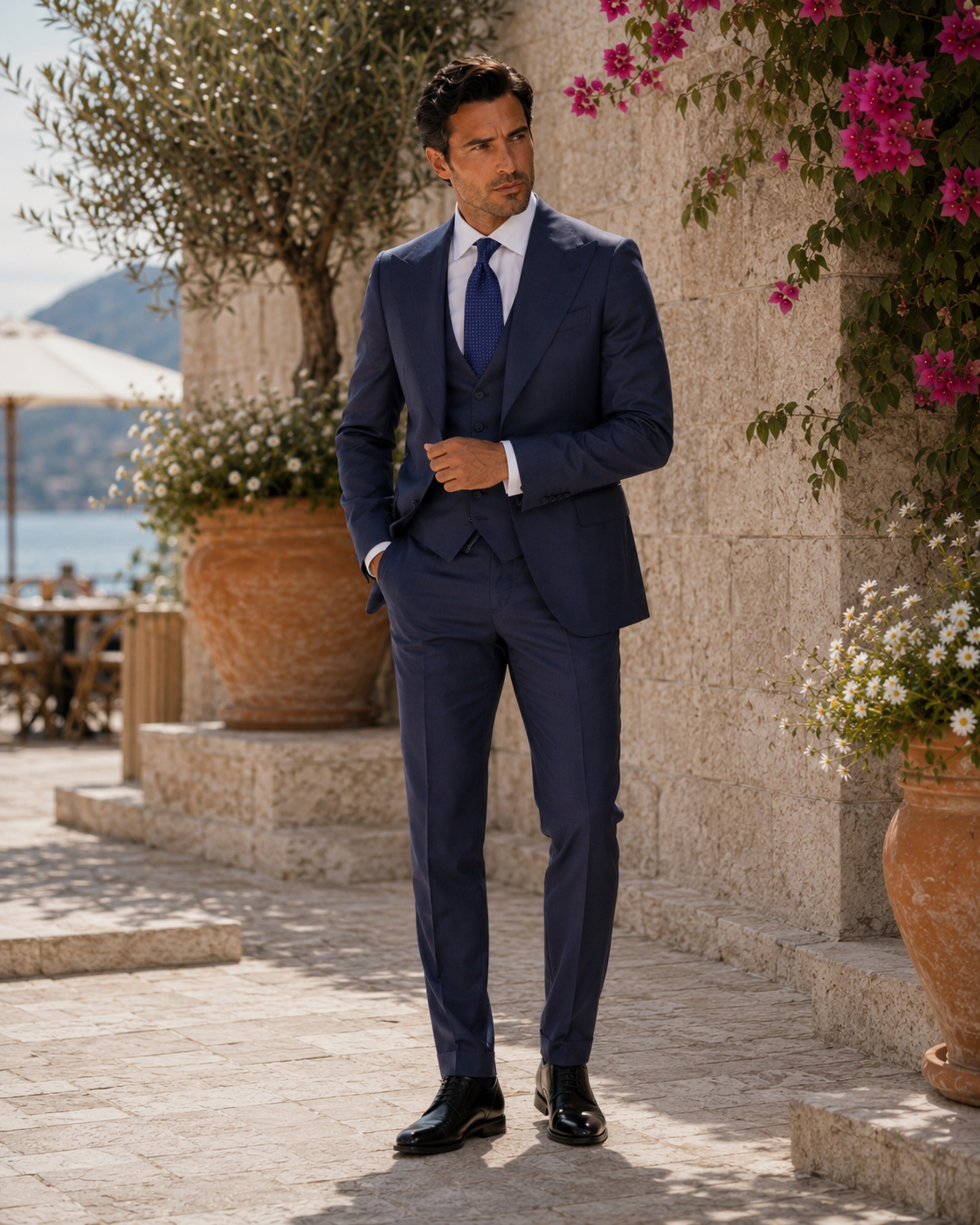 Violetter Slim-Fit-Dreiteiler aus Cerruti Super-140s-Wolle
