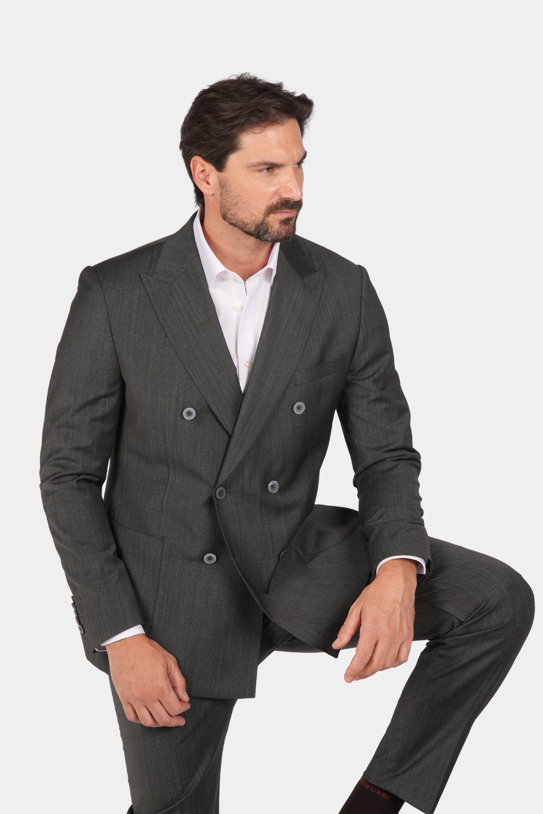 Dunkelgrüner Zweiteiliger Woll-Anzug mit Tailored Fit