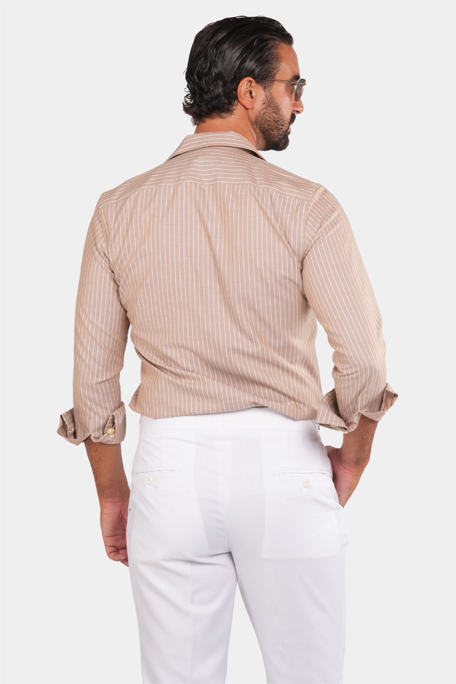 Beige striped safari shirt