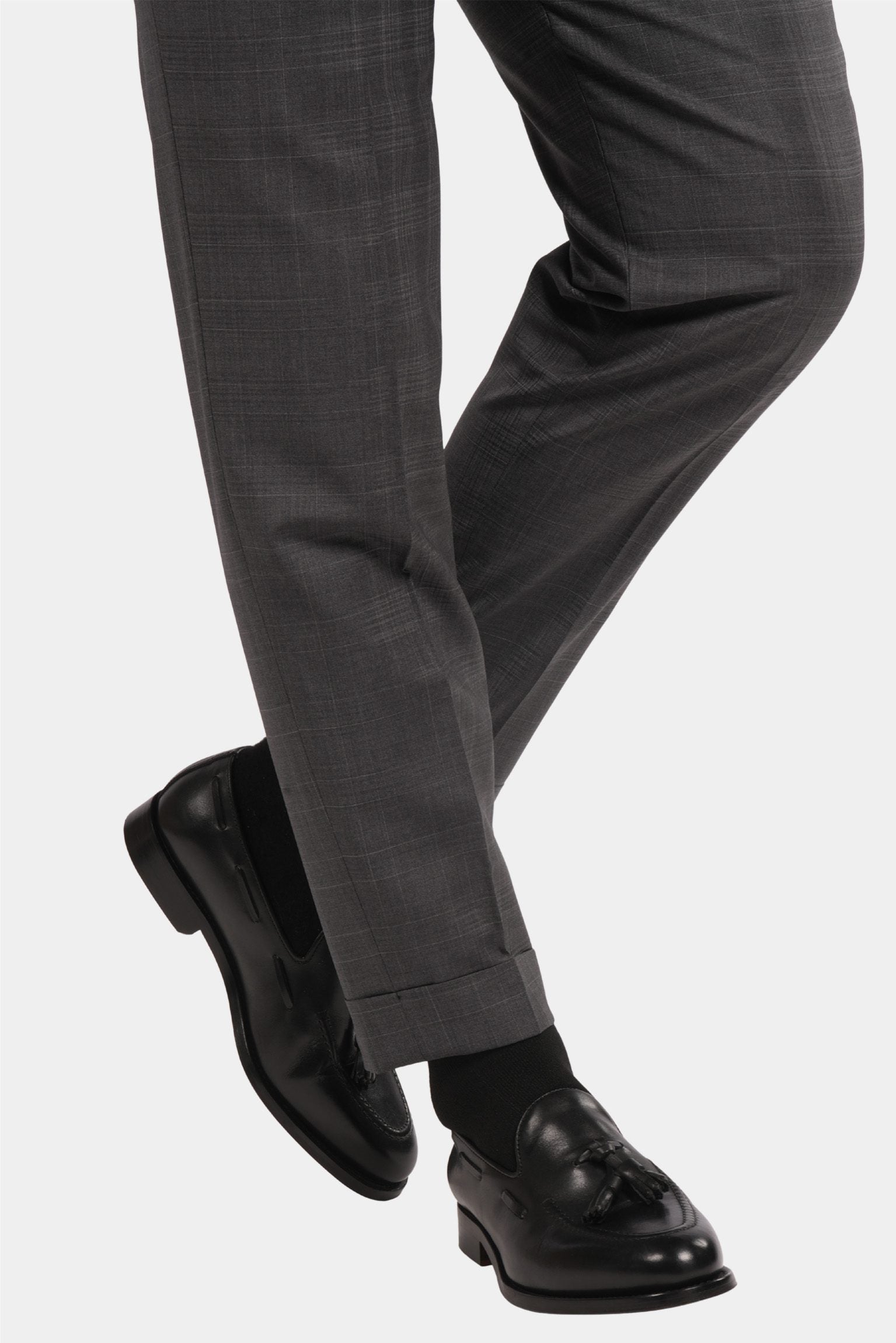 Grauer karierter Anzug Modern Fit Einreiher