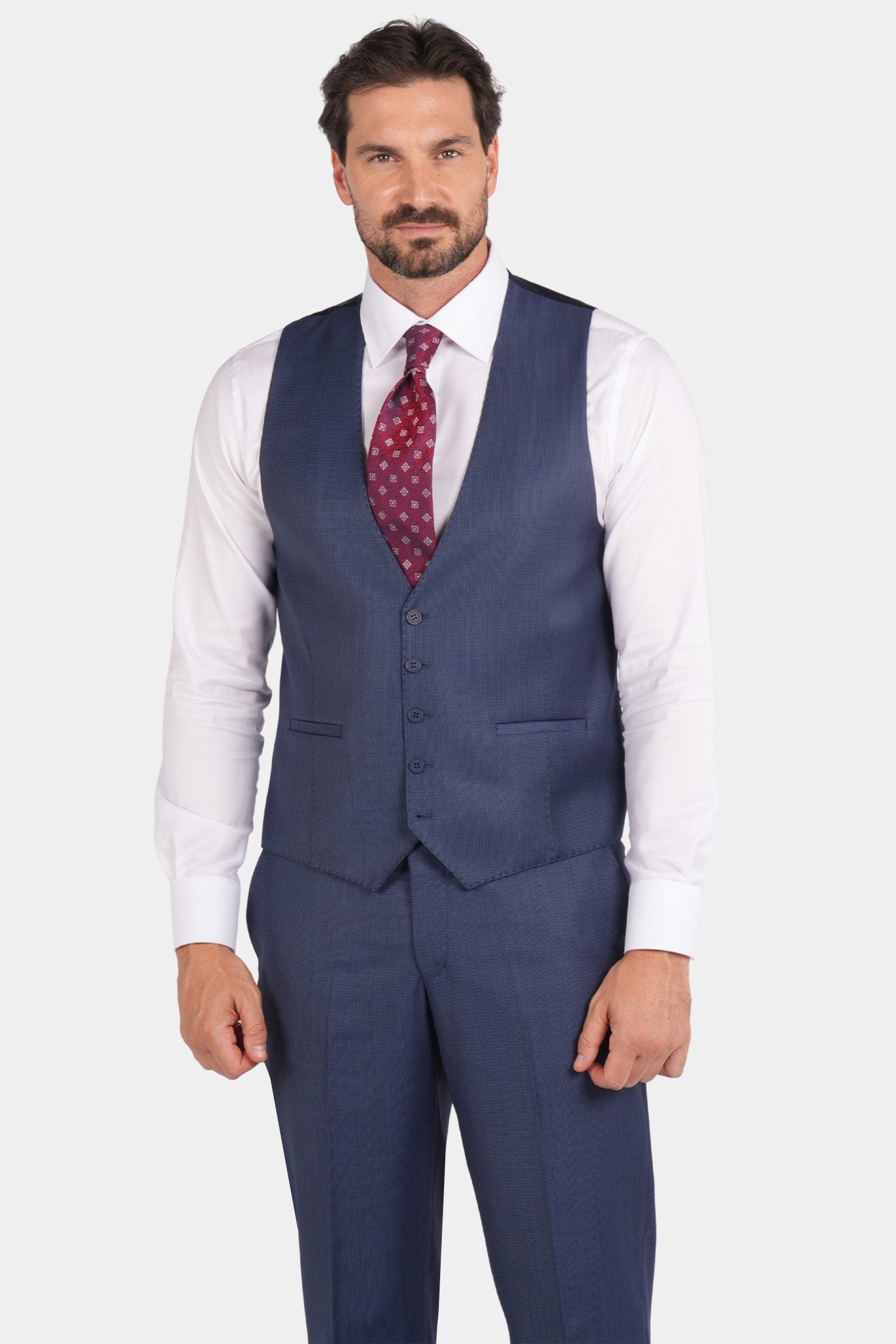 Blue modern fit single-breasted suit
