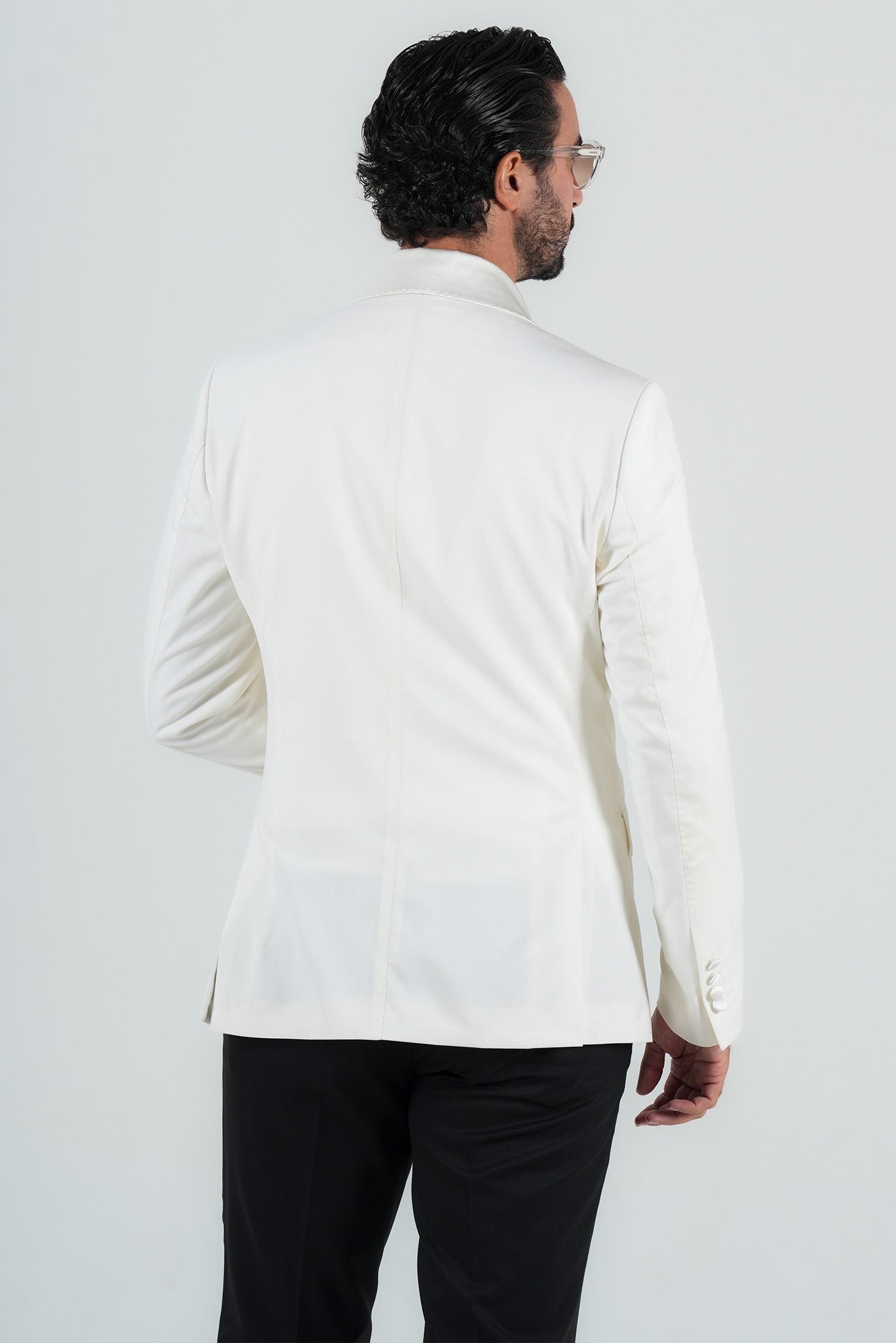 Elfenbein Slim Fit Doppelreihiger Smokinganzug