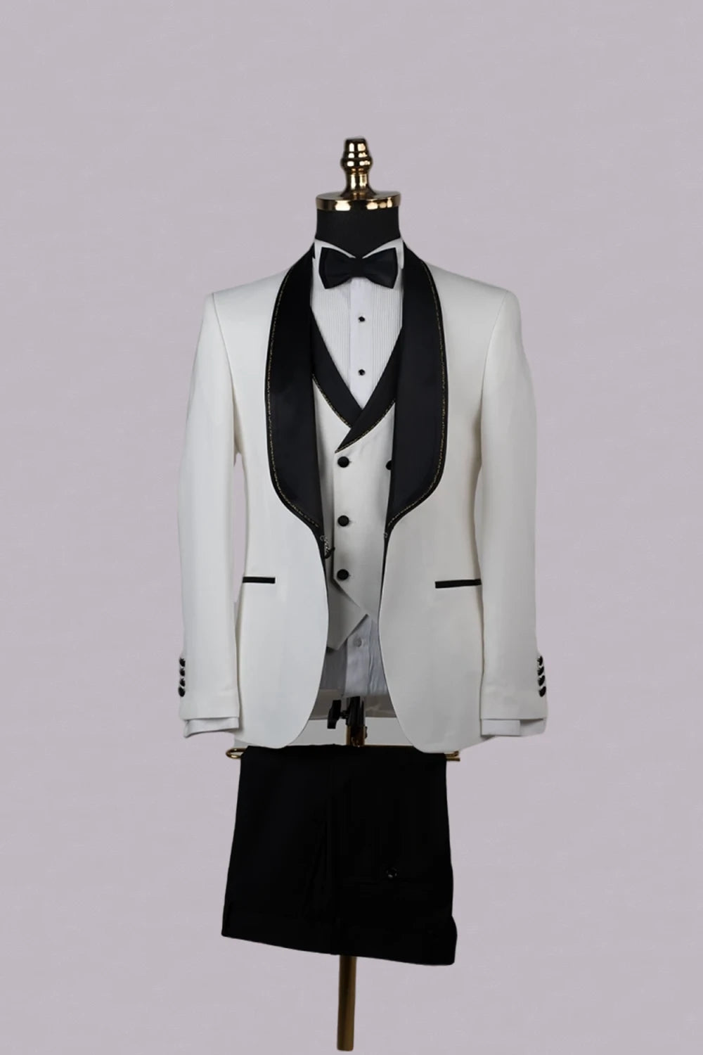 Aub white tuxedo suit