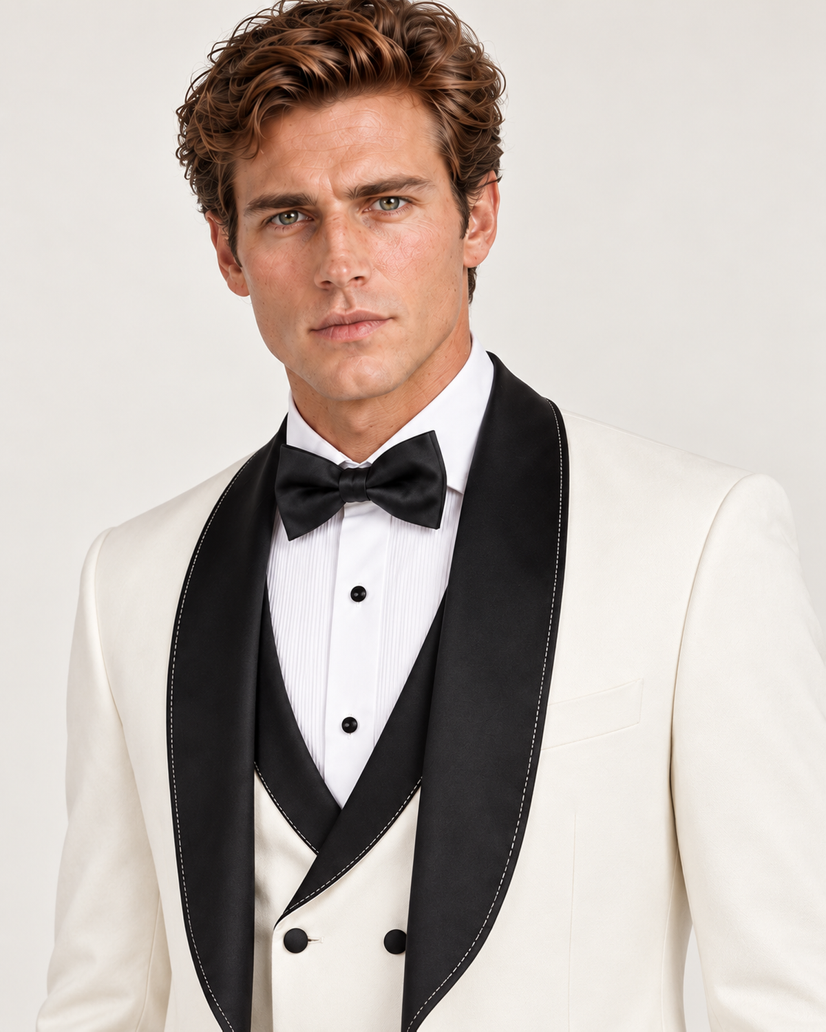 Aub white tuxedo suit