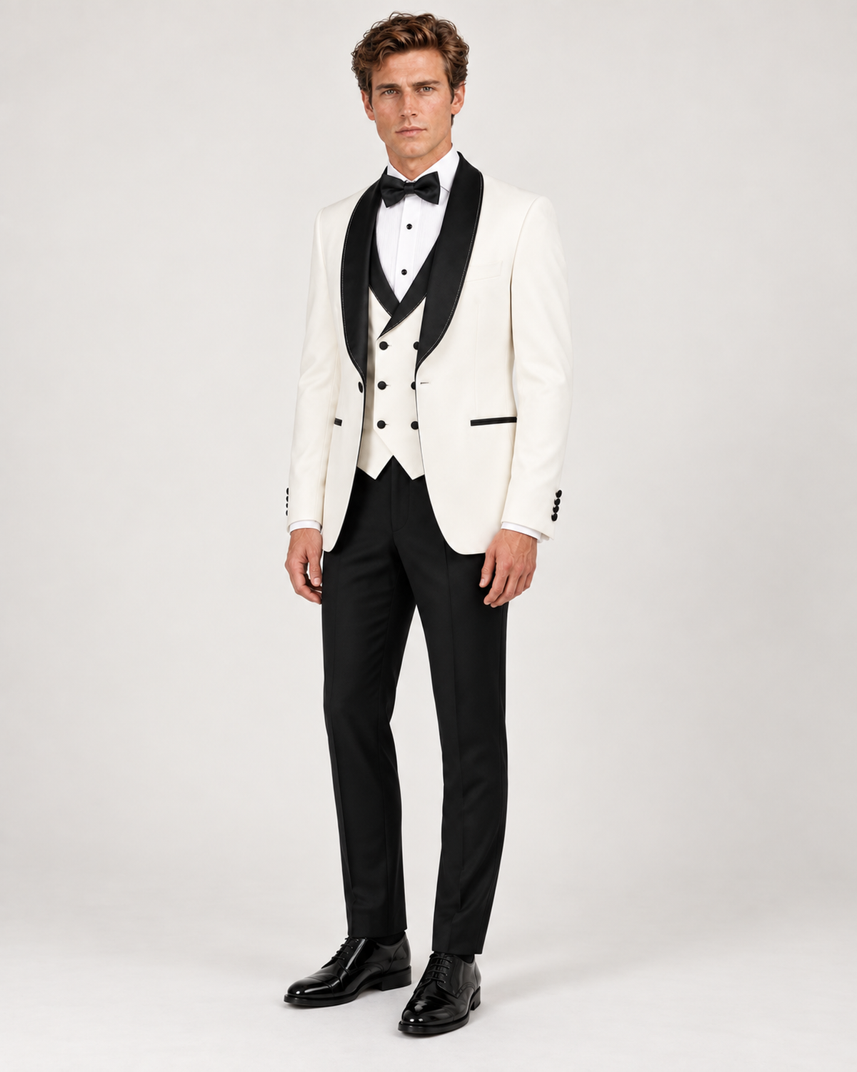 Aub white tuxedo suit
