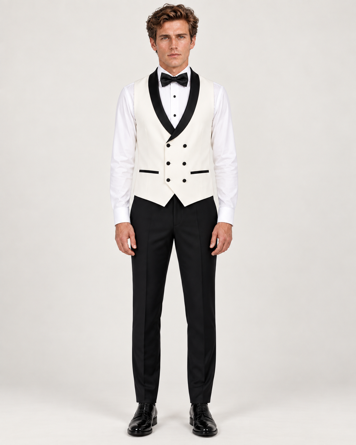 Aub white tuxedo suit