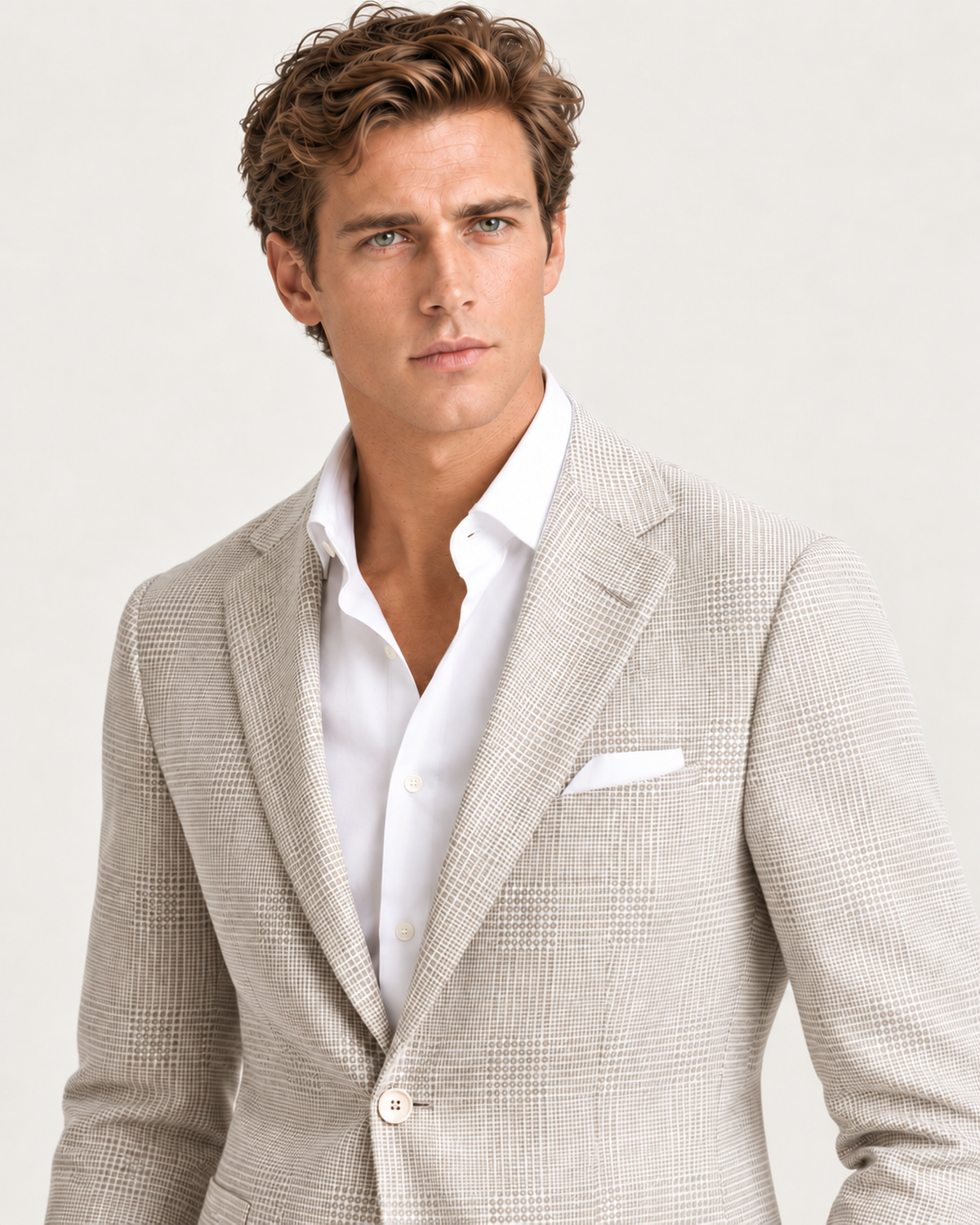 Beiger Einreiher-Blazer aus Leinen