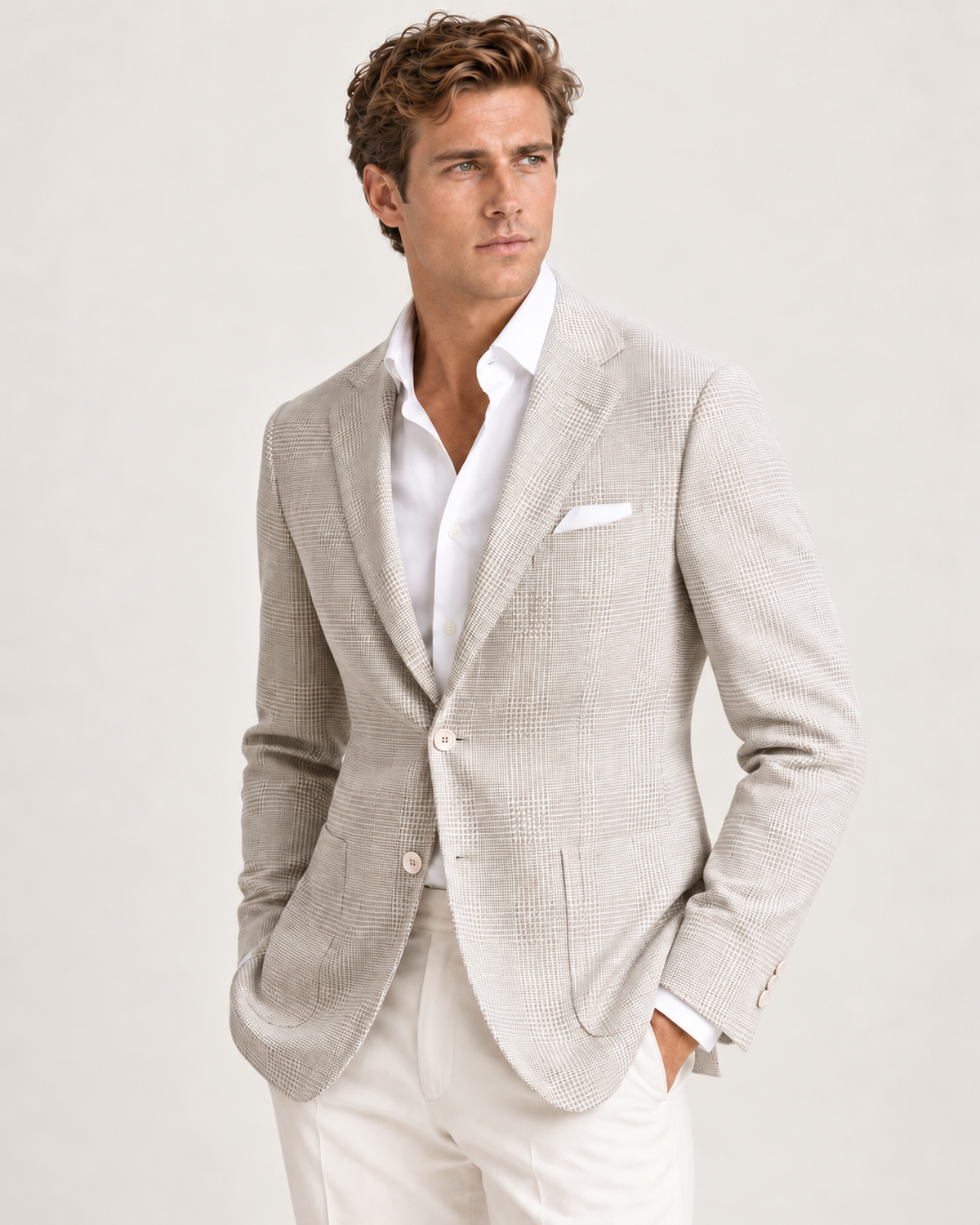 Beiger Einreiher-Blazer aus Leinen