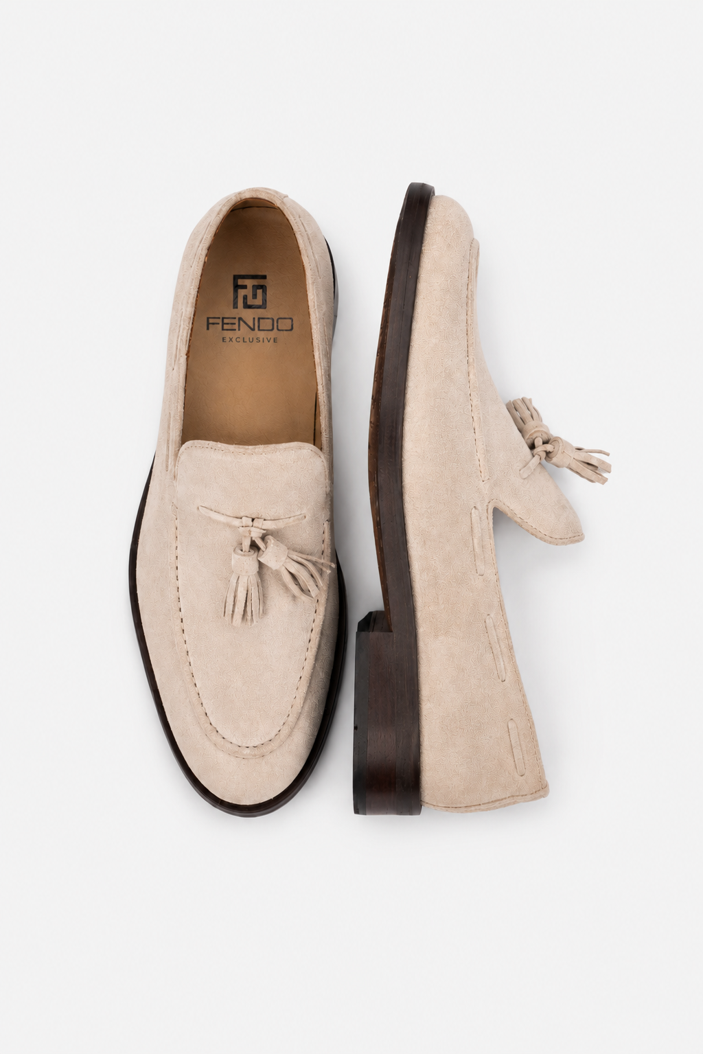 Beiger Tassel-Loafer aus Veloursleder