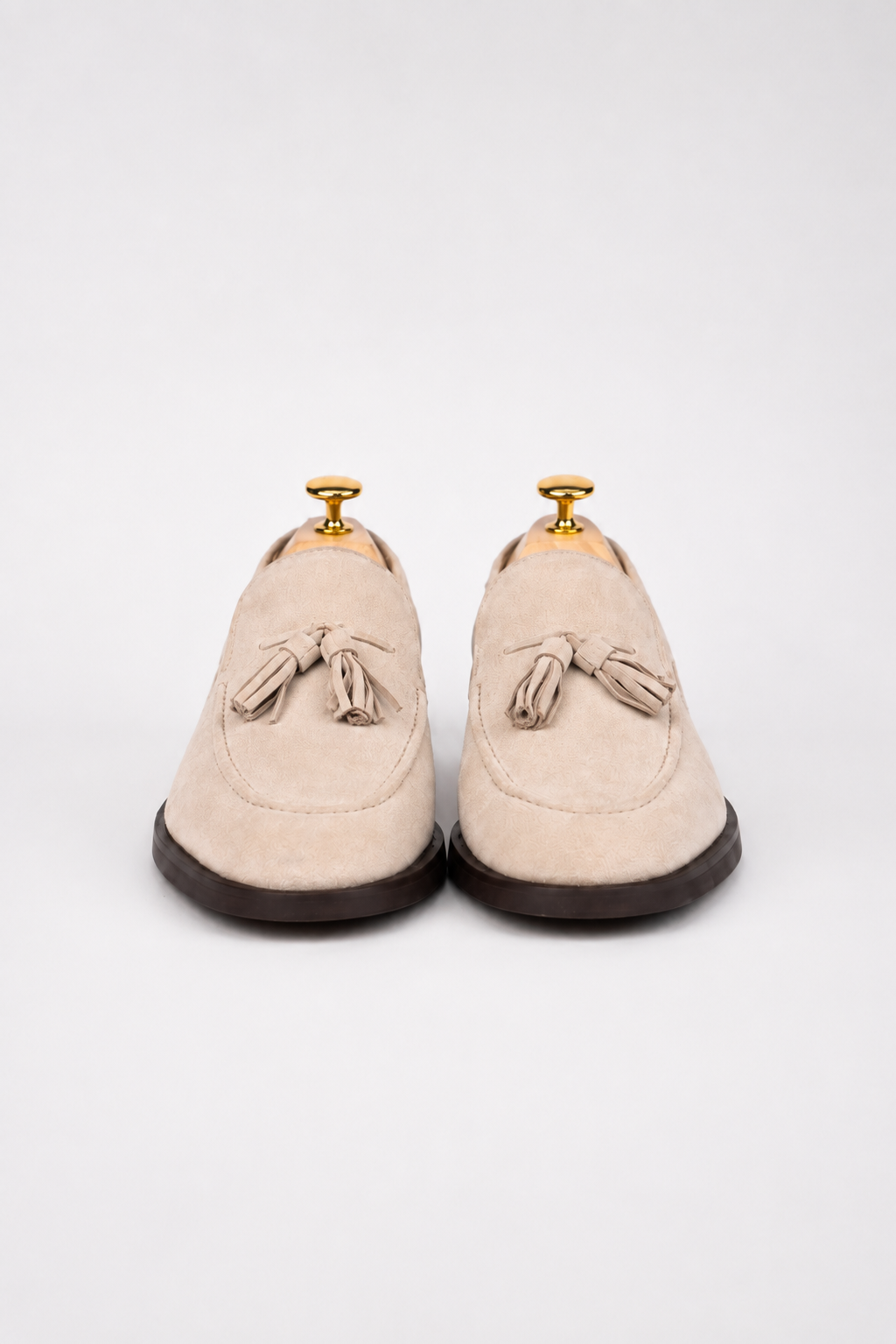Beiger Tassel-Loafer aus Veloursleder