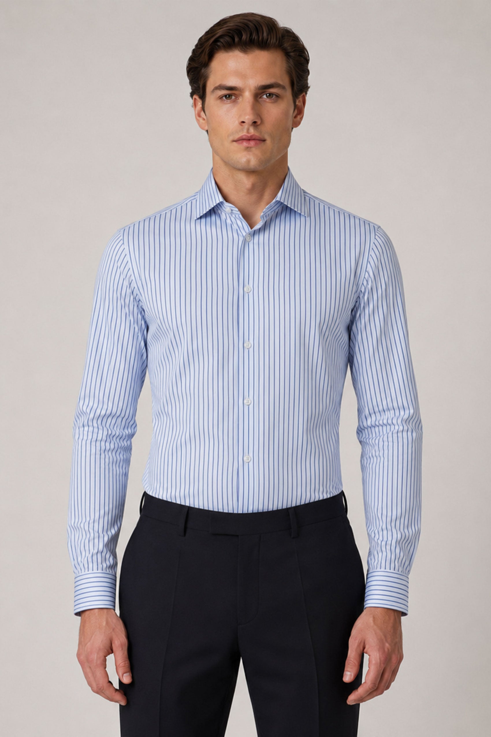 Blau gestreiftes Modern Fit Hemd