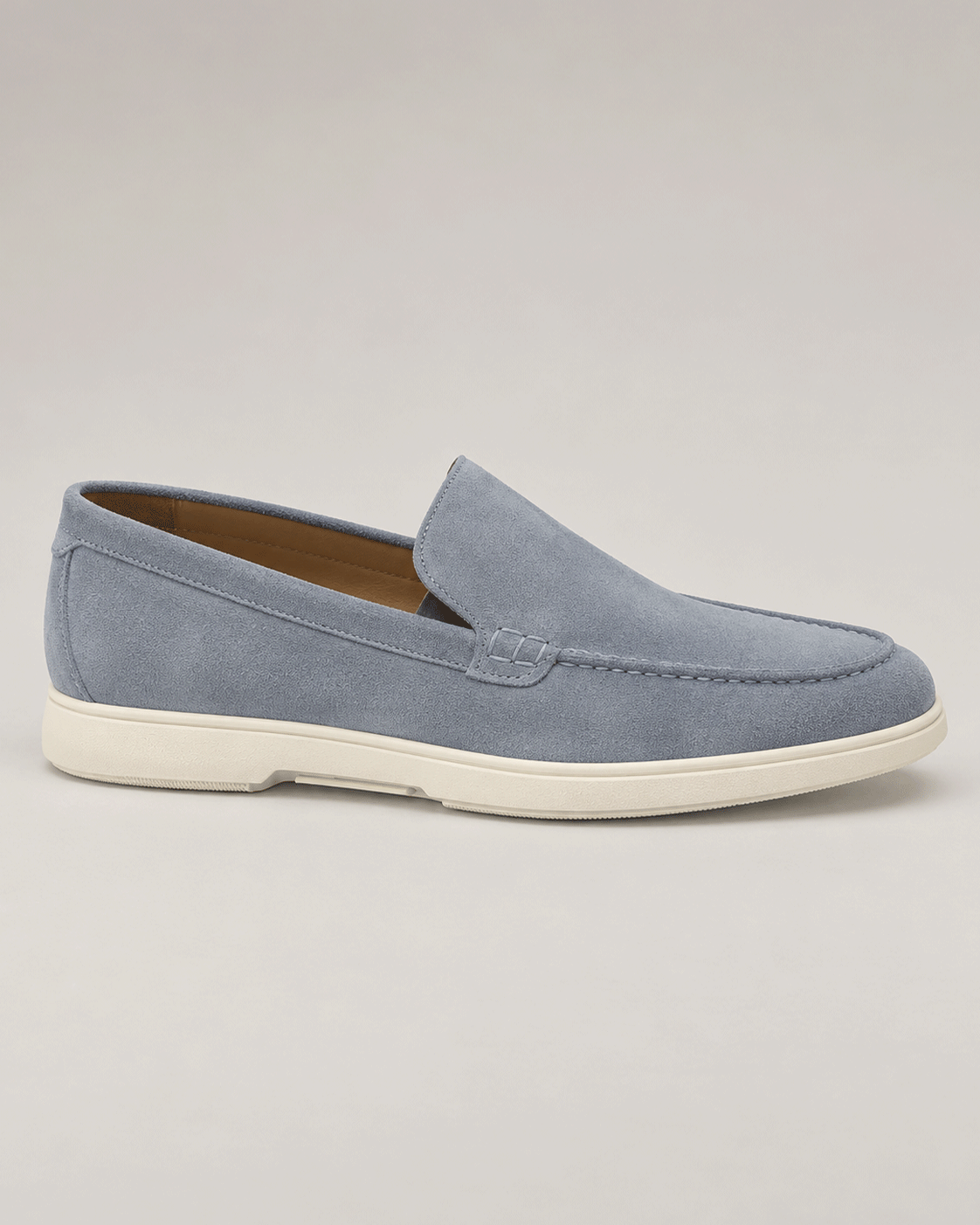 Blaue Slipper aus italienischem Kalbsveloursleder