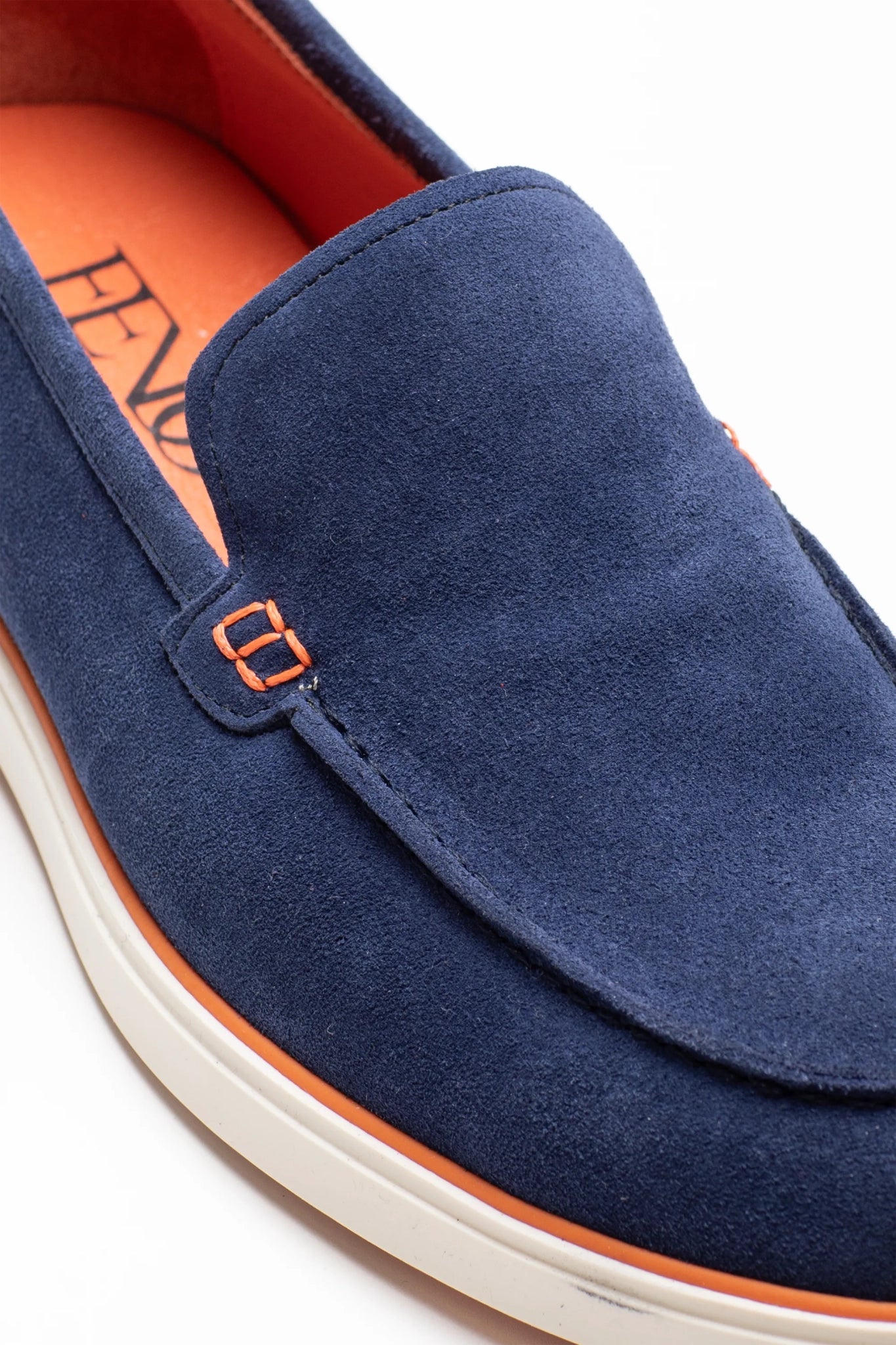 Blue loafer shoe made of soft suede