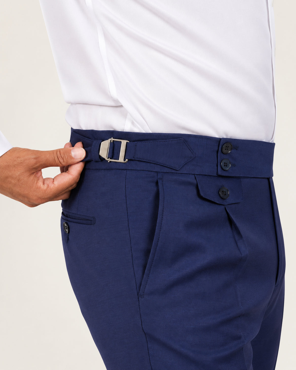 Blue slim-fit double-breasted wool suit