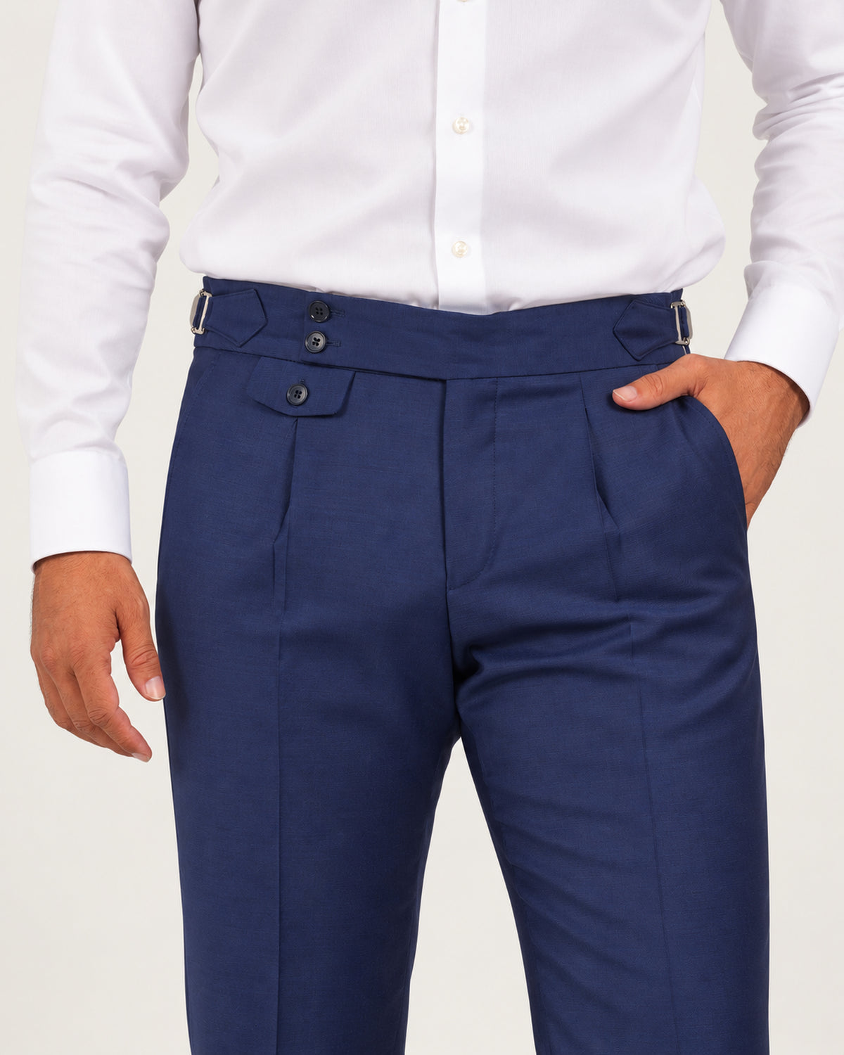 Blue slim-fit double-breasted wool suit