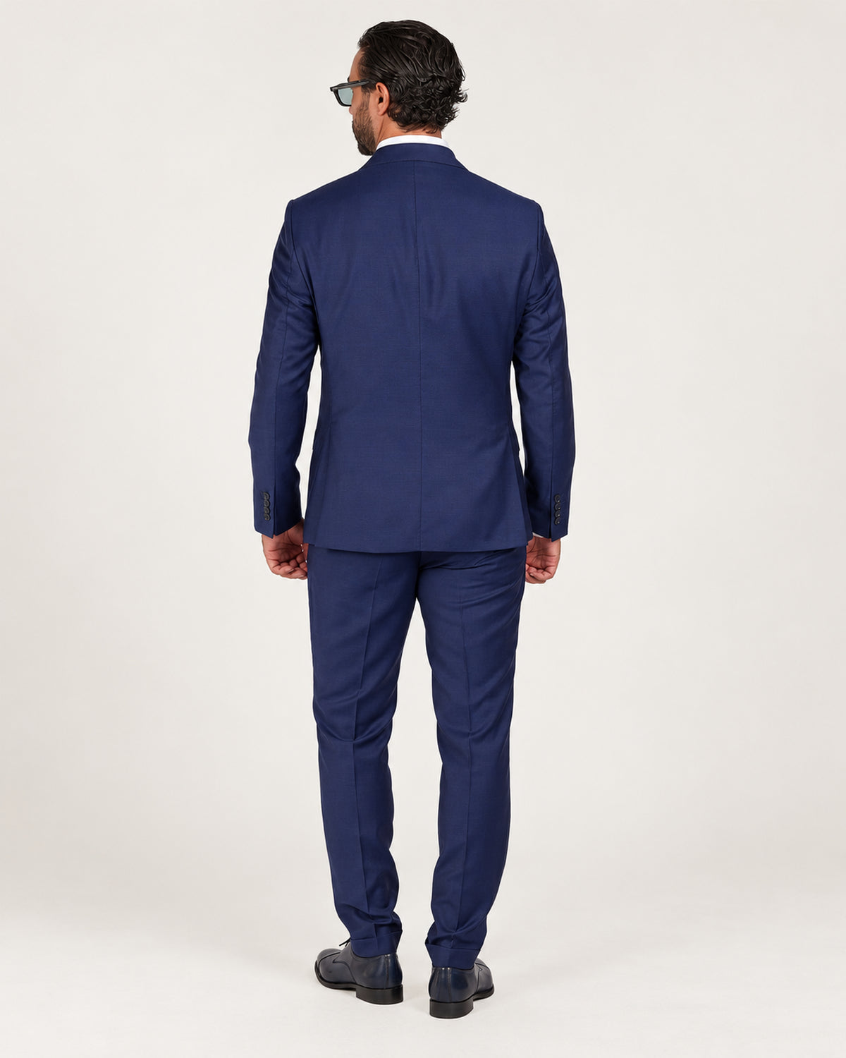 Blue slim-fit double-breasted wool suit