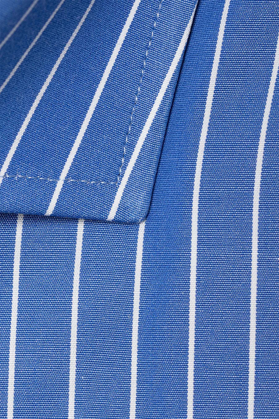 Blue slim fit cotton shirt with white stripes