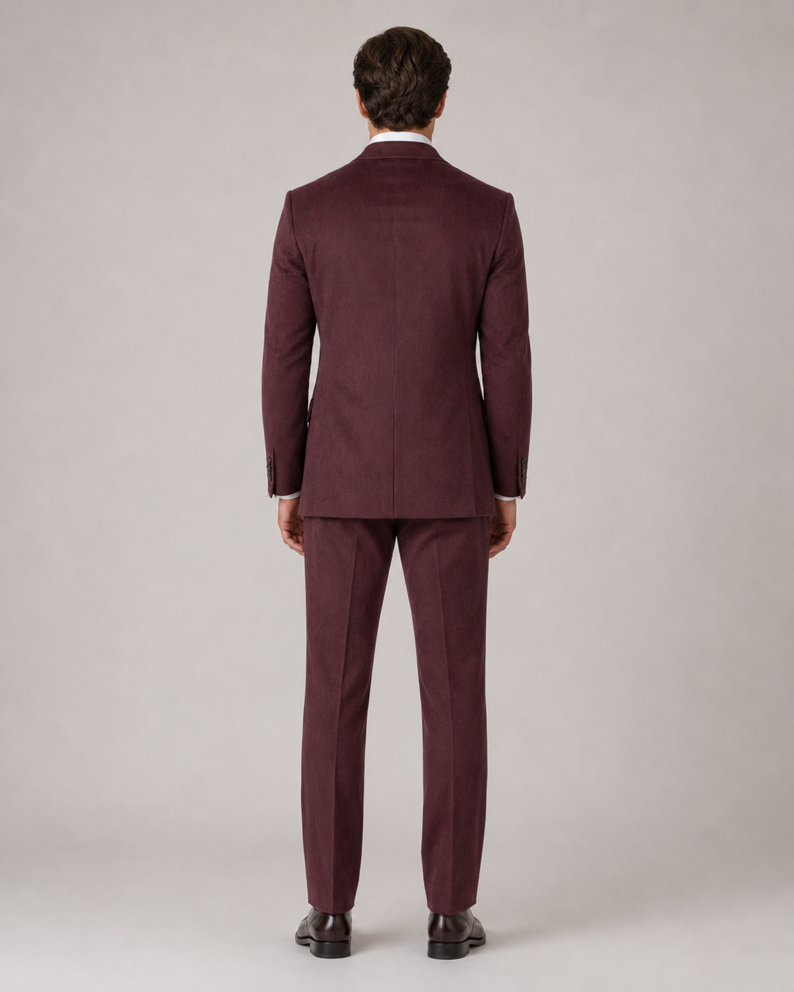 Bordeaux Cord Slim Fit Zweireiher Anzug