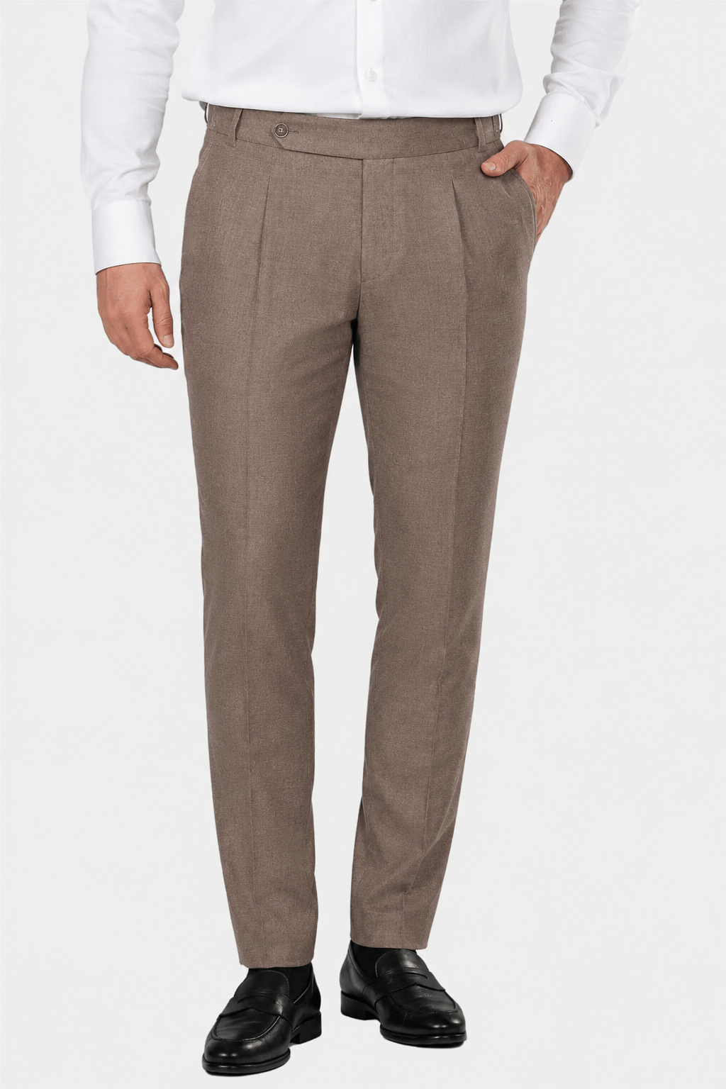 Braune Slim Fit Leinenhose