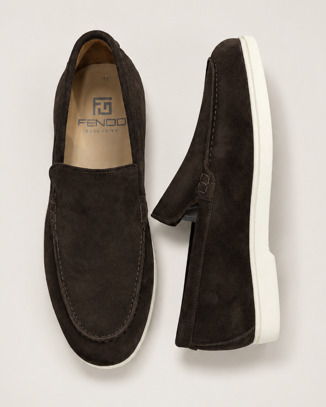 Brown loafers in Italian calf suede