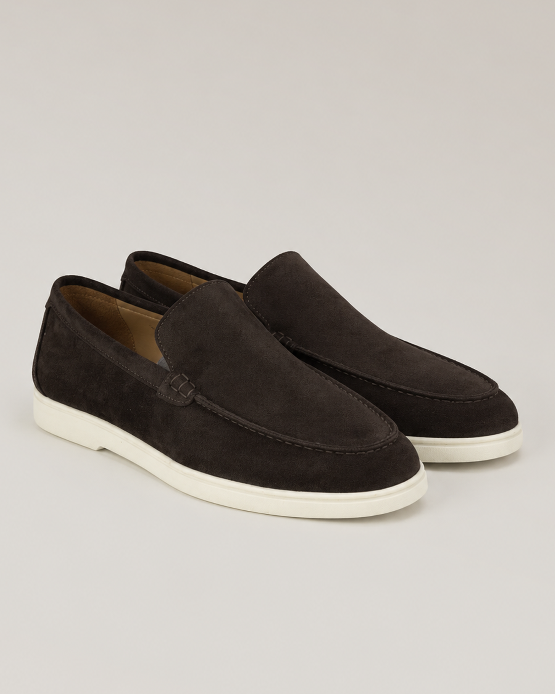 Brown loafers in Italian calf suede
