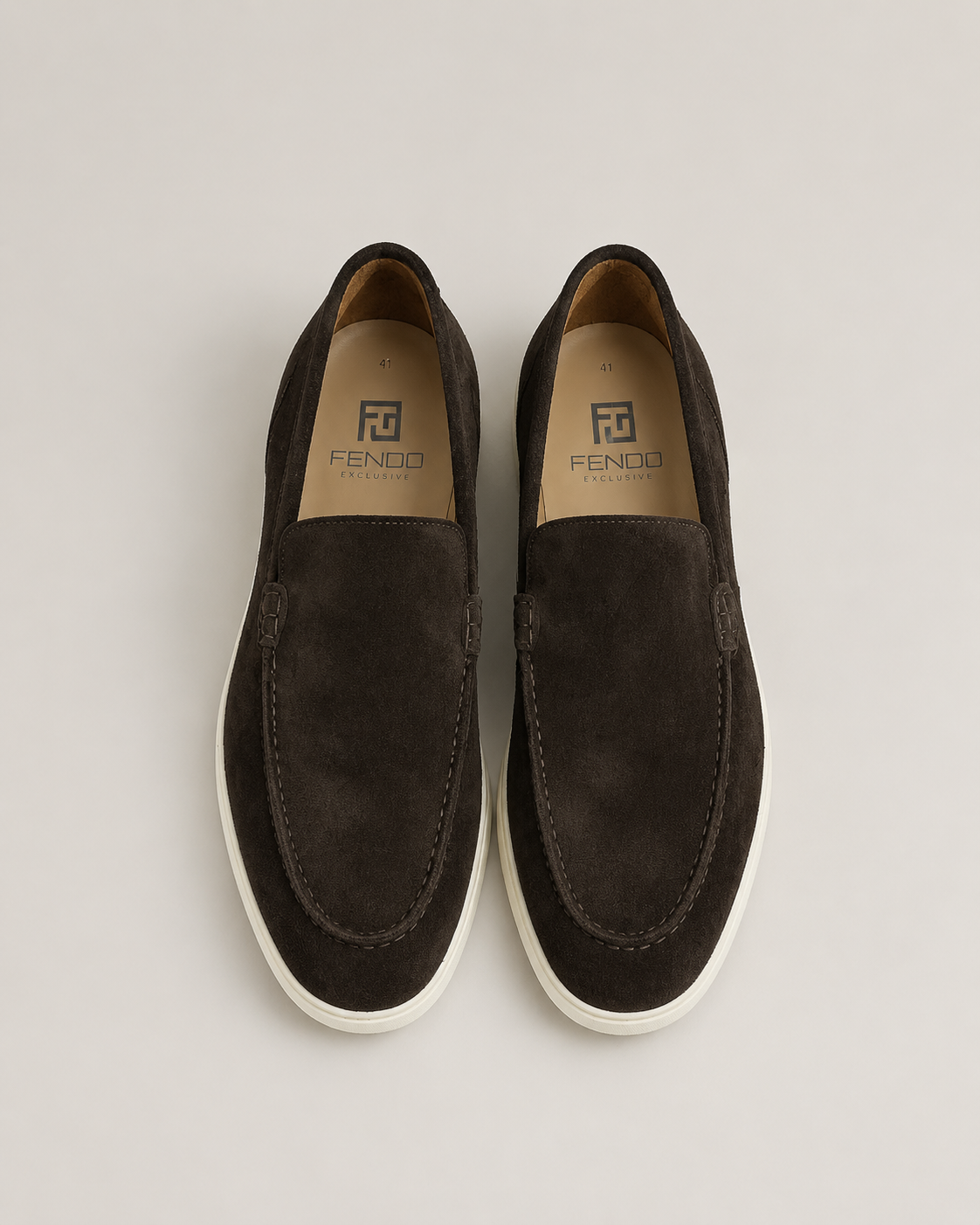 Brown loafers in Italian calf suede