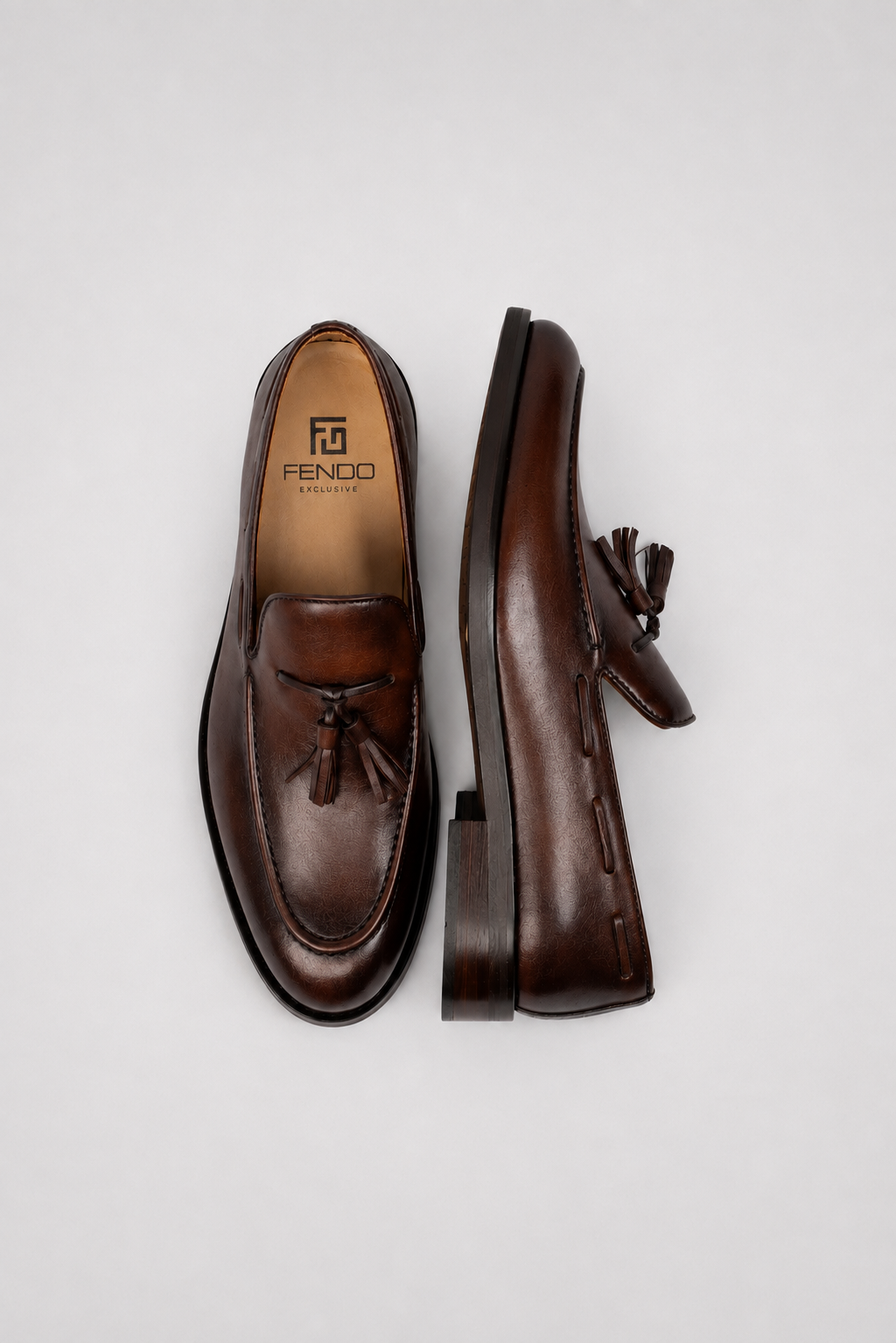 Braune Tassel-Loafer Schuhe aus Kalbsleder