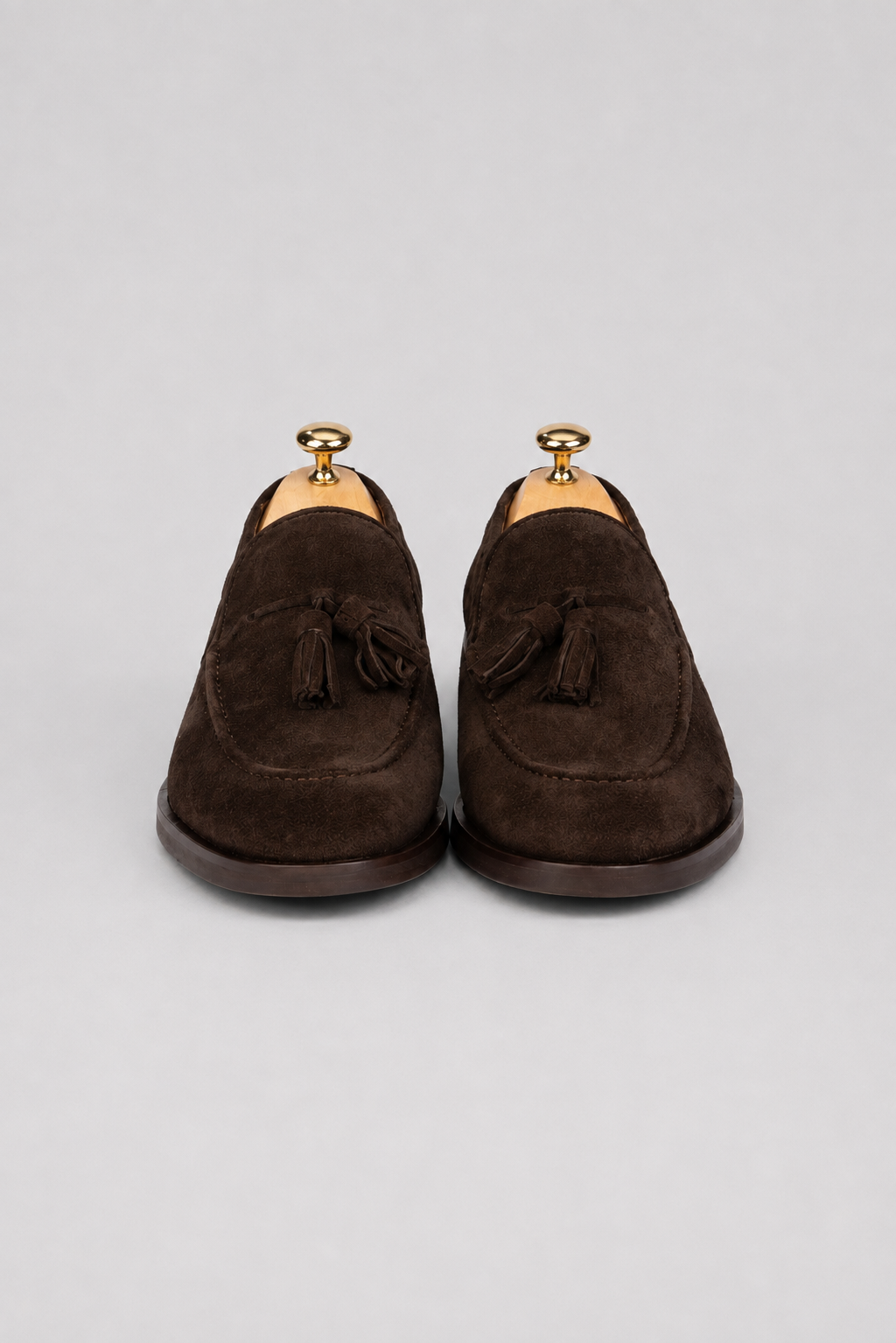 Braune Tassel-Loafer Schuhe aus Veloursleder