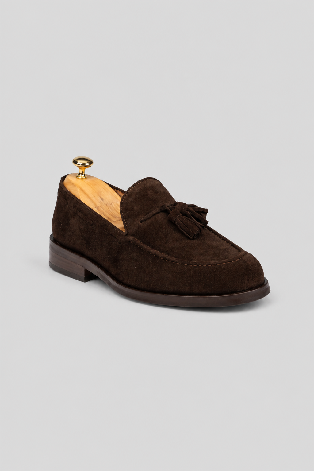 Braune Tassel-Loafer Schuhe aus Veloursleder