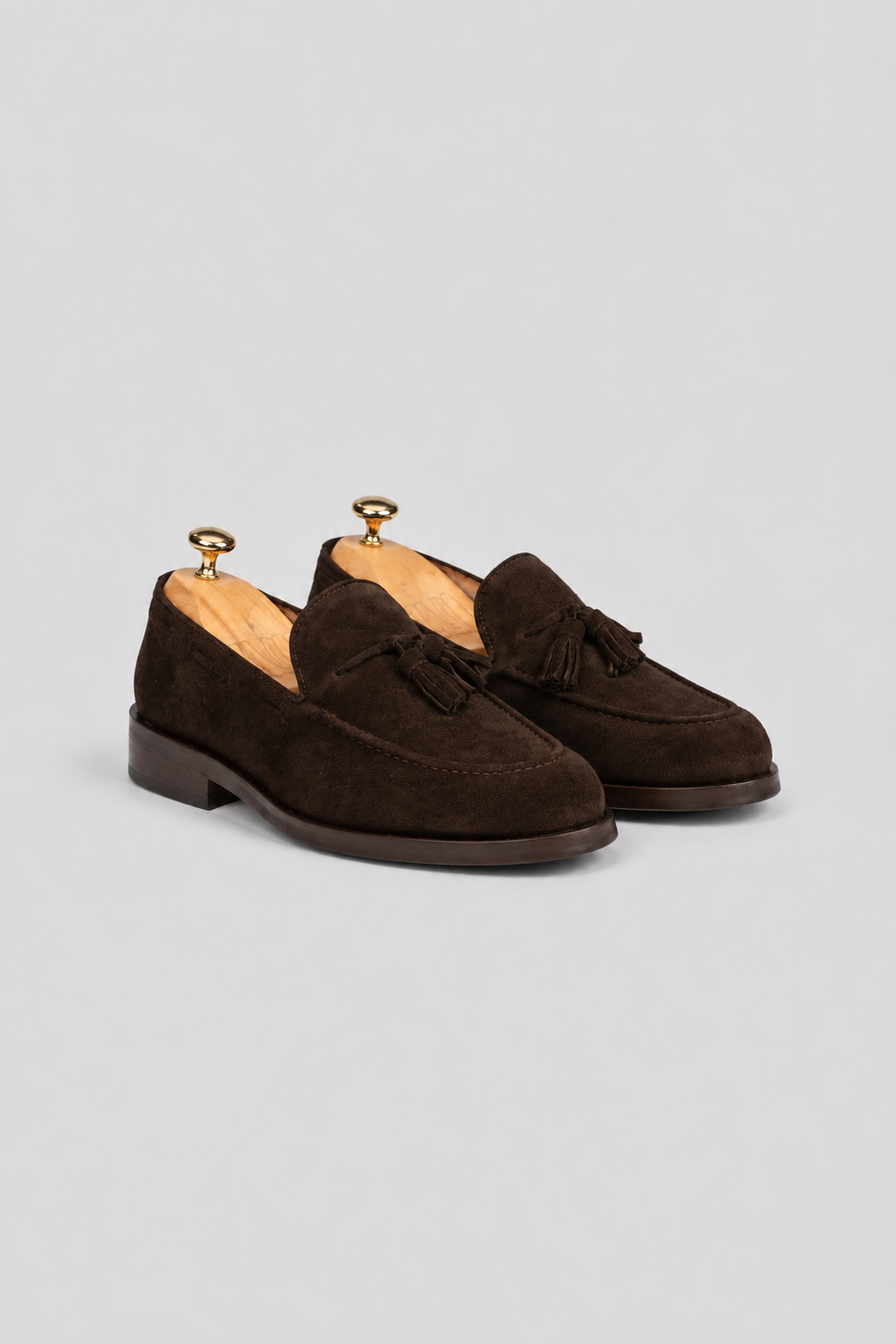 Braune Tassel-Loafer Schuhe aus Veloursleder