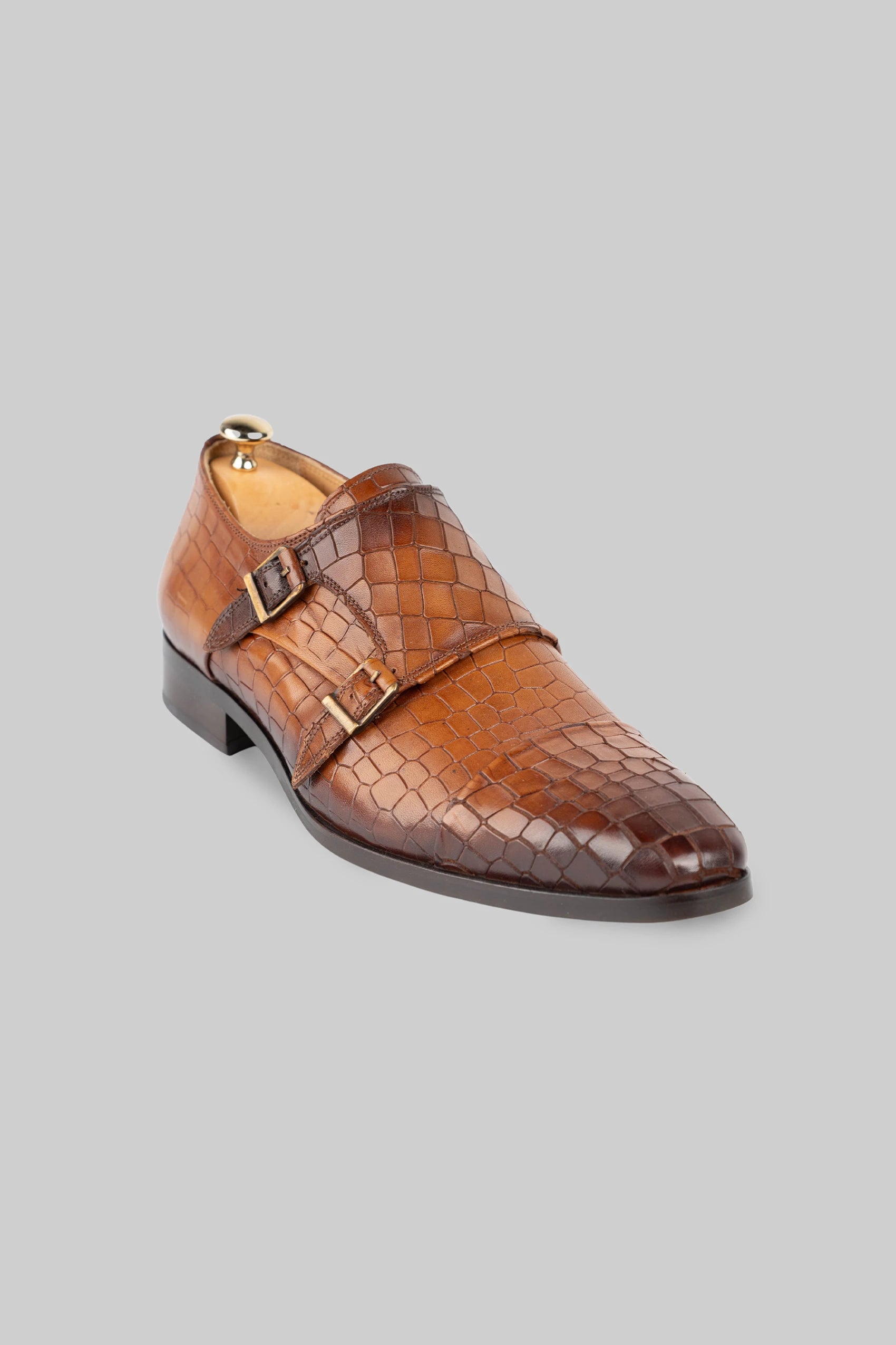 Brauner Leder Doppel-Monkstrap