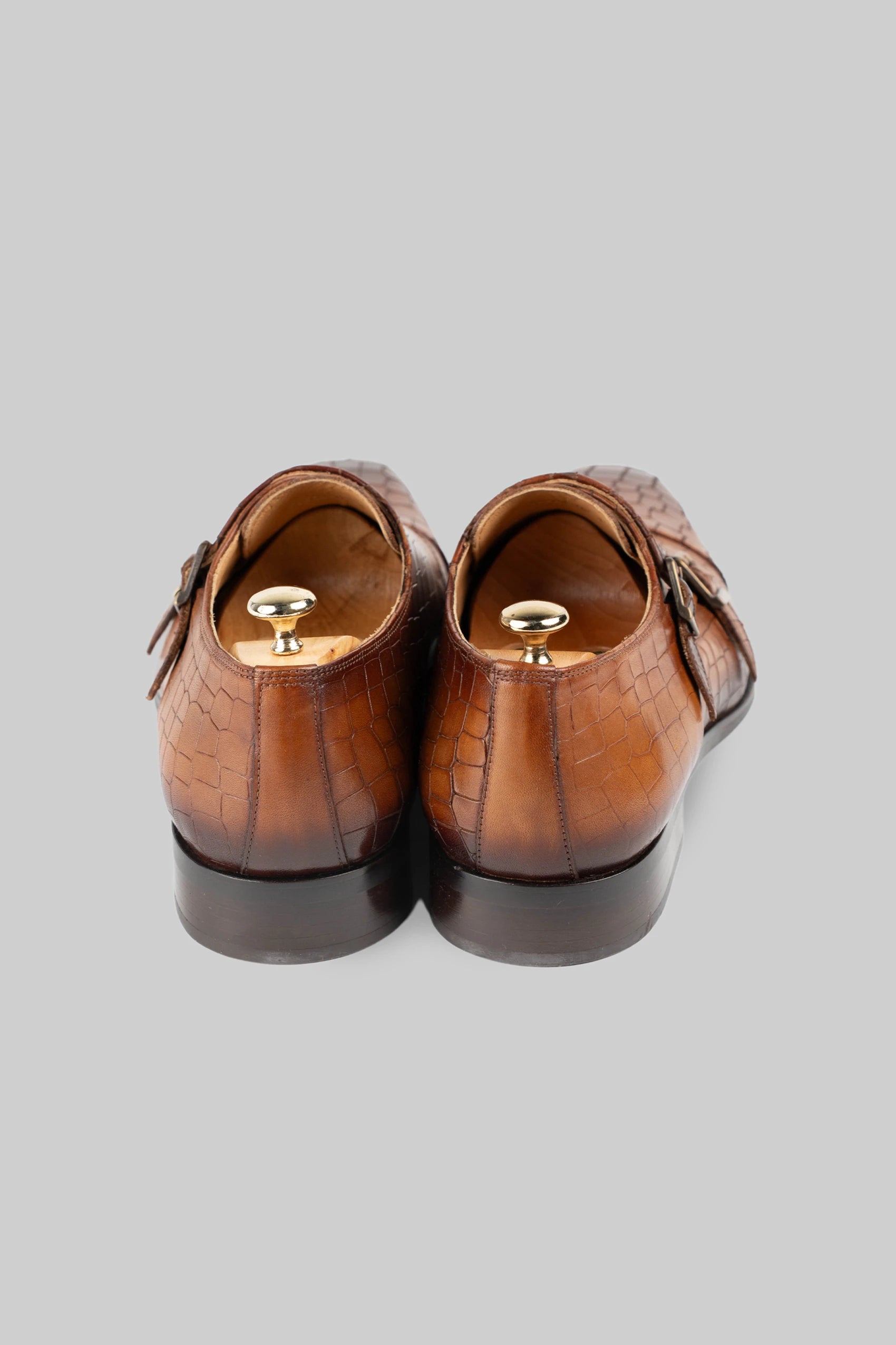 Brauner Leder Doppel-Monkstrap