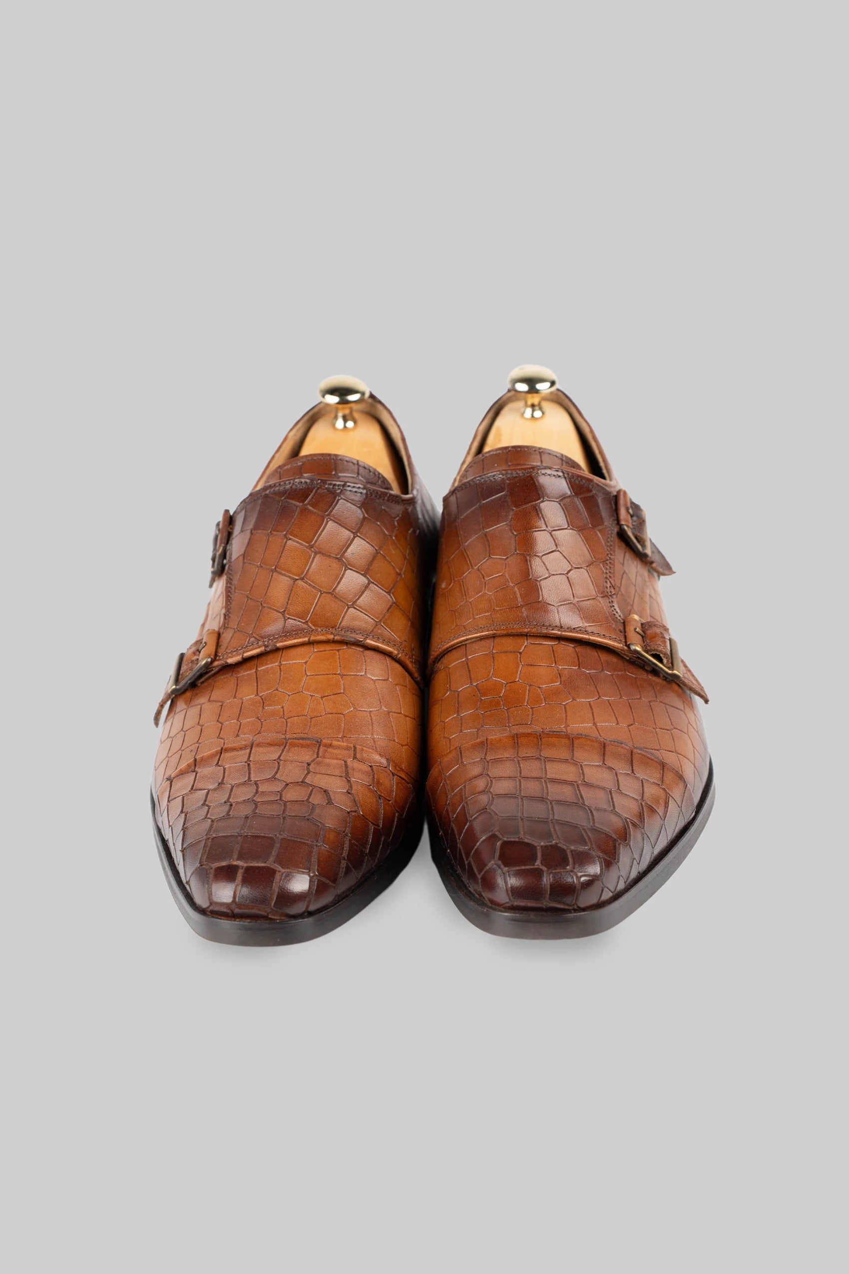 Brauner Leder Doppel-Monkstrap