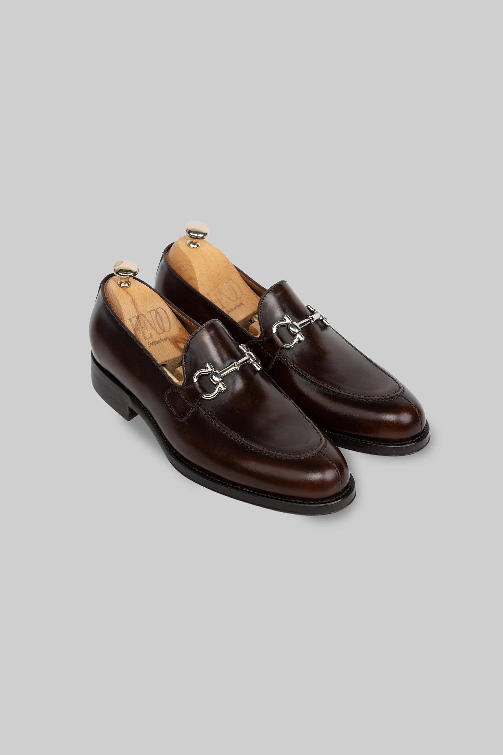 Brauner Leder Horsebit Loafer