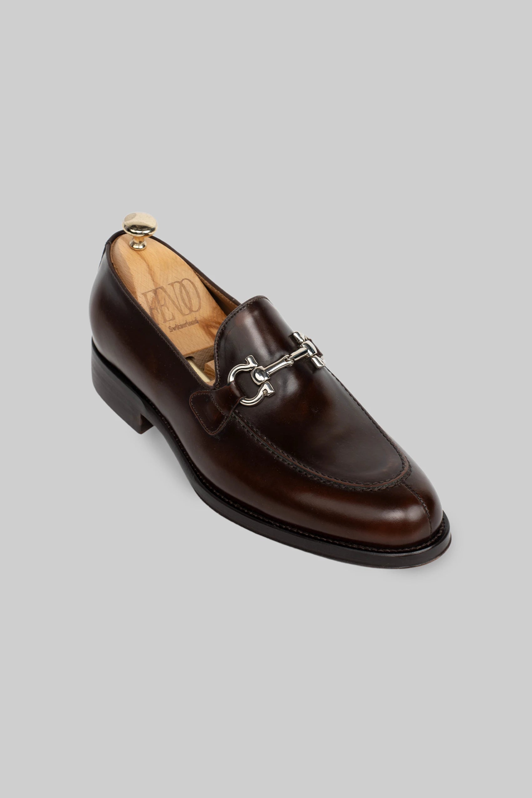 Brauner Leder Horsebit Loafer
