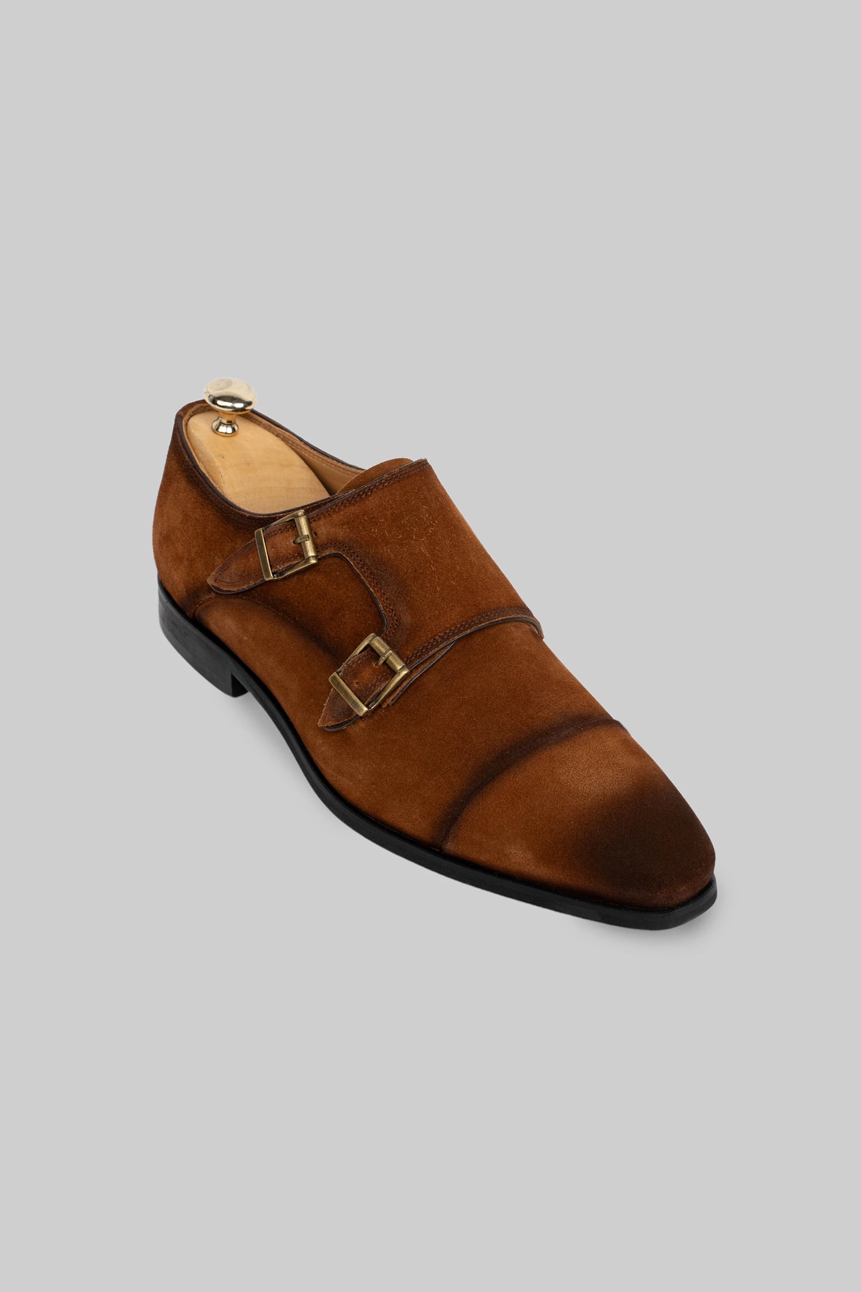 Brauner Wildleder Doppel-Monkstrap