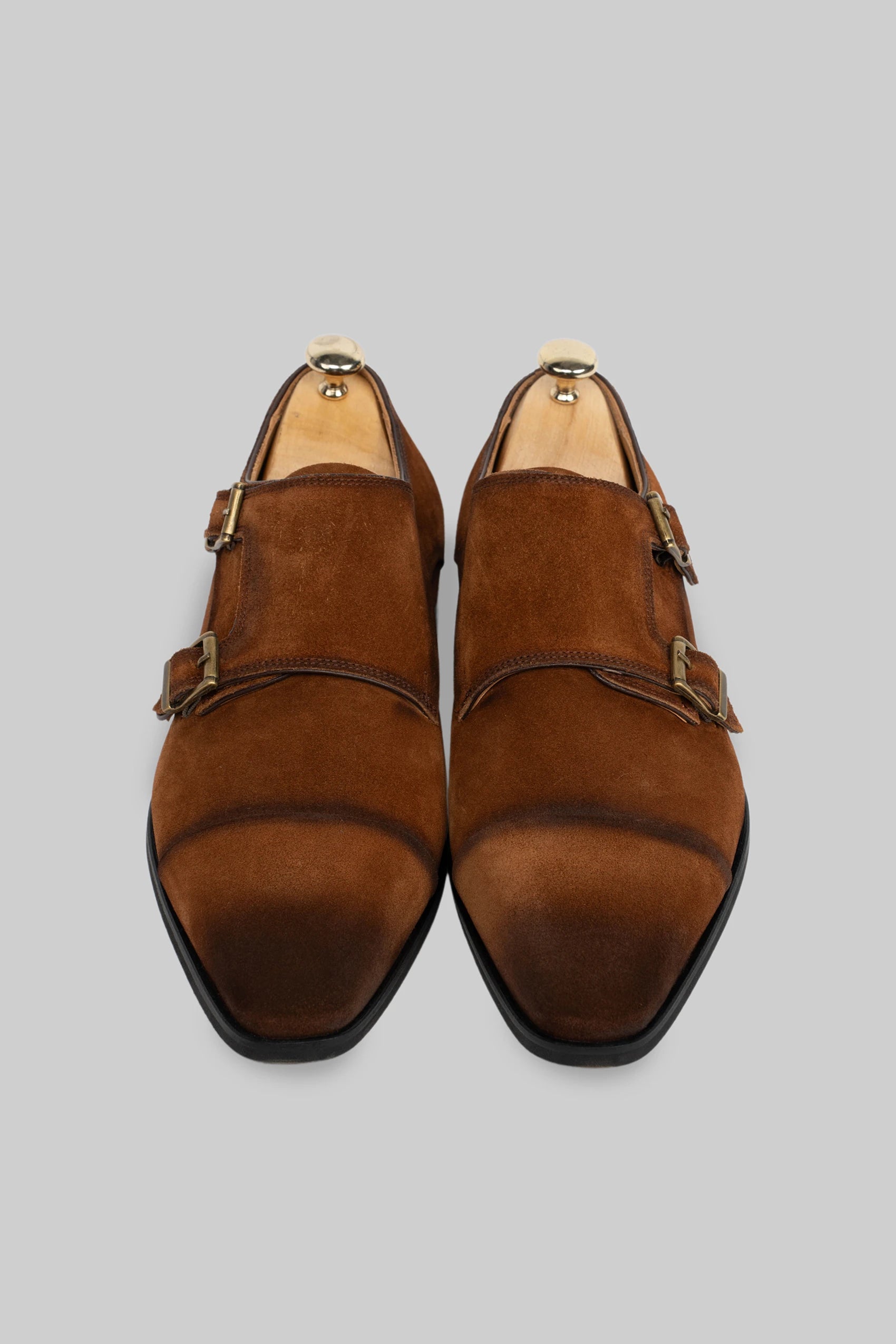 Brauner Wildleder Doppel-Monkstrap