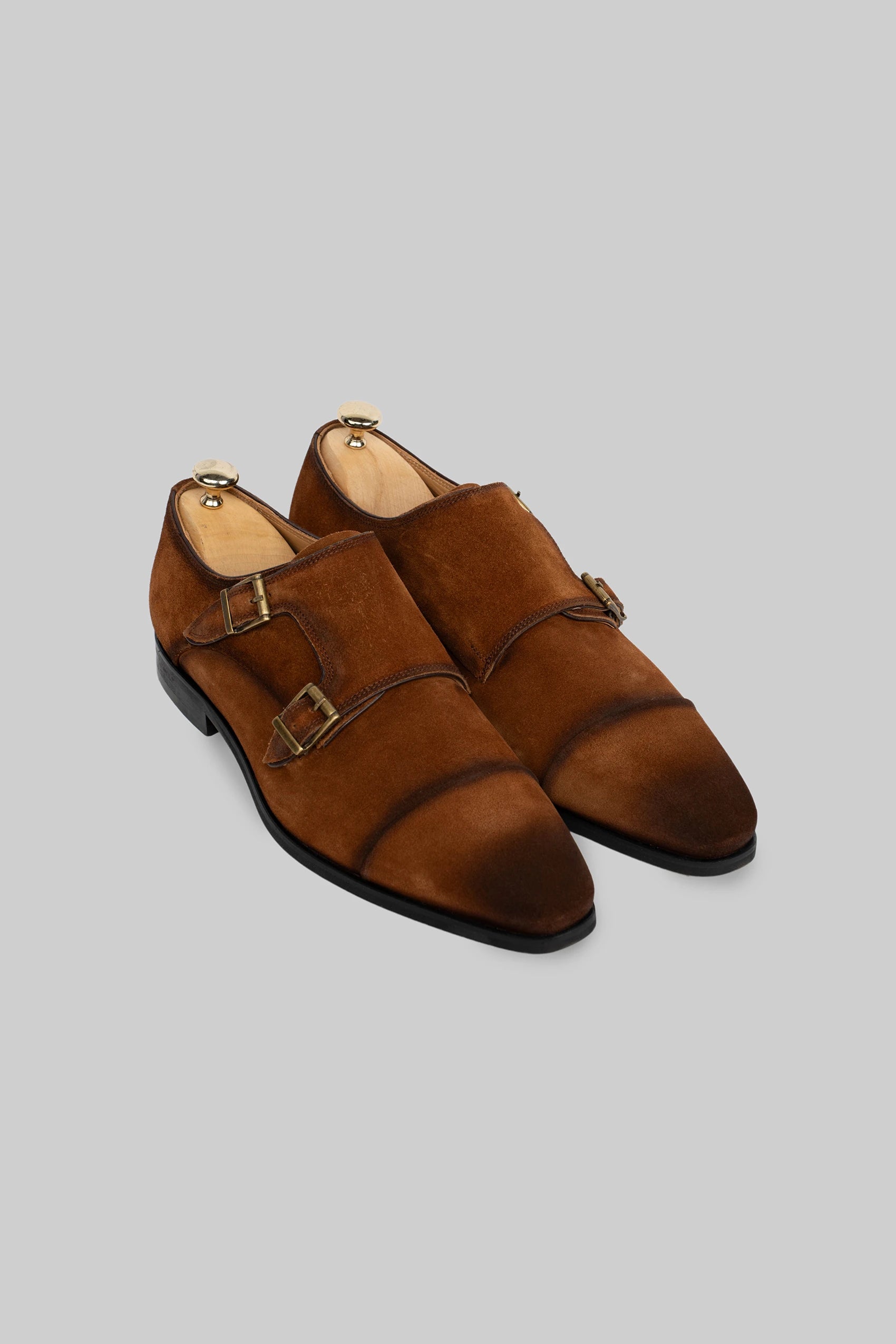 Brauner Wildleder Doppel-Monkstrap