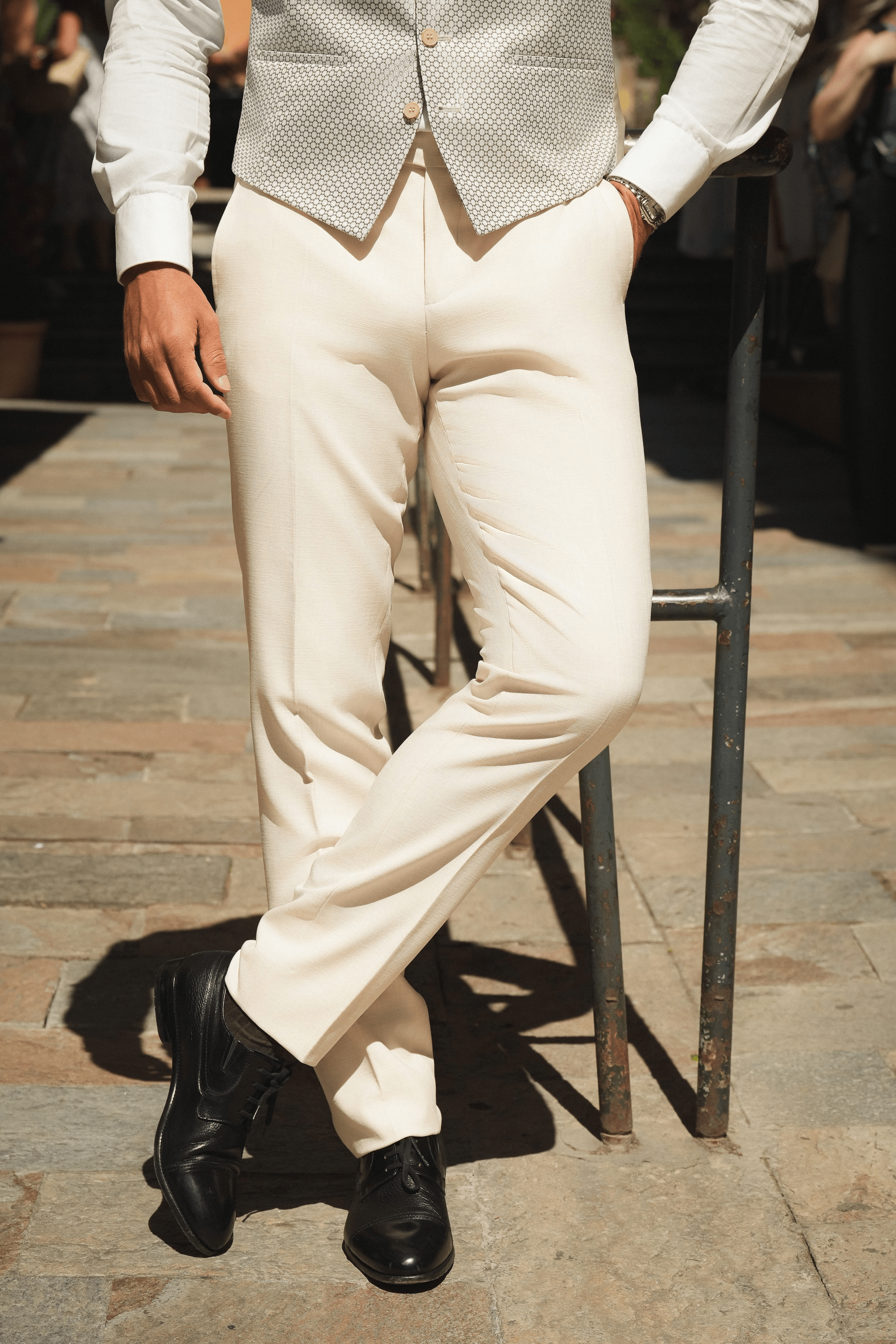 Beiger Slim-Fit Viskoseanzug mit Einreiher