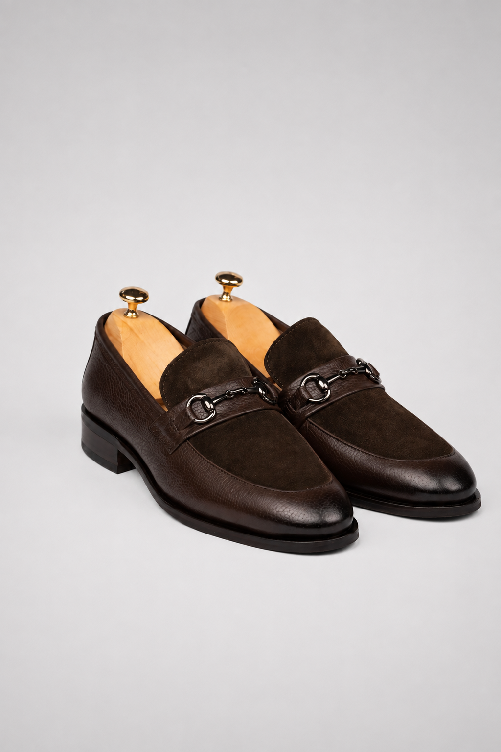 Braune Horsebit-Loafer Schuhe aus Kalbsleder
