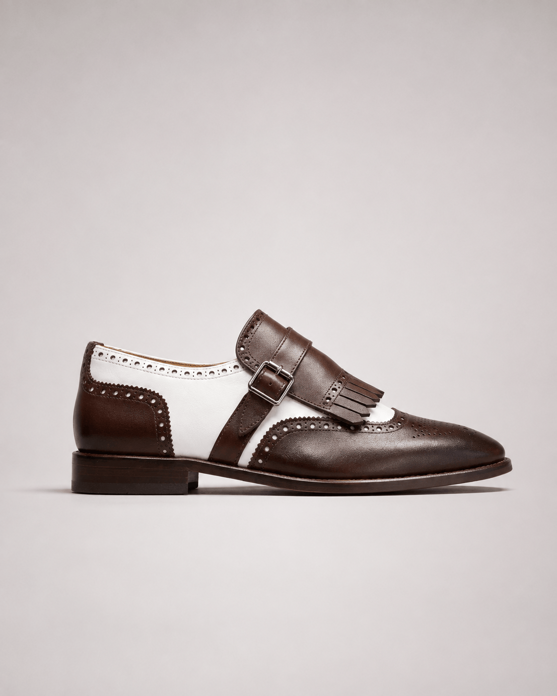 Brown Calfskin Kiltie Single Monk Strap Shoes