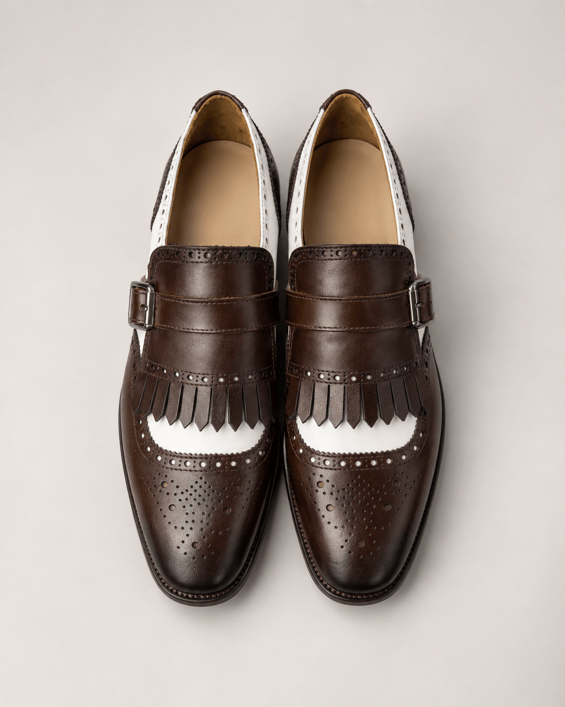 Brown Calfskin Kiltie Single Monk Strap Shoes