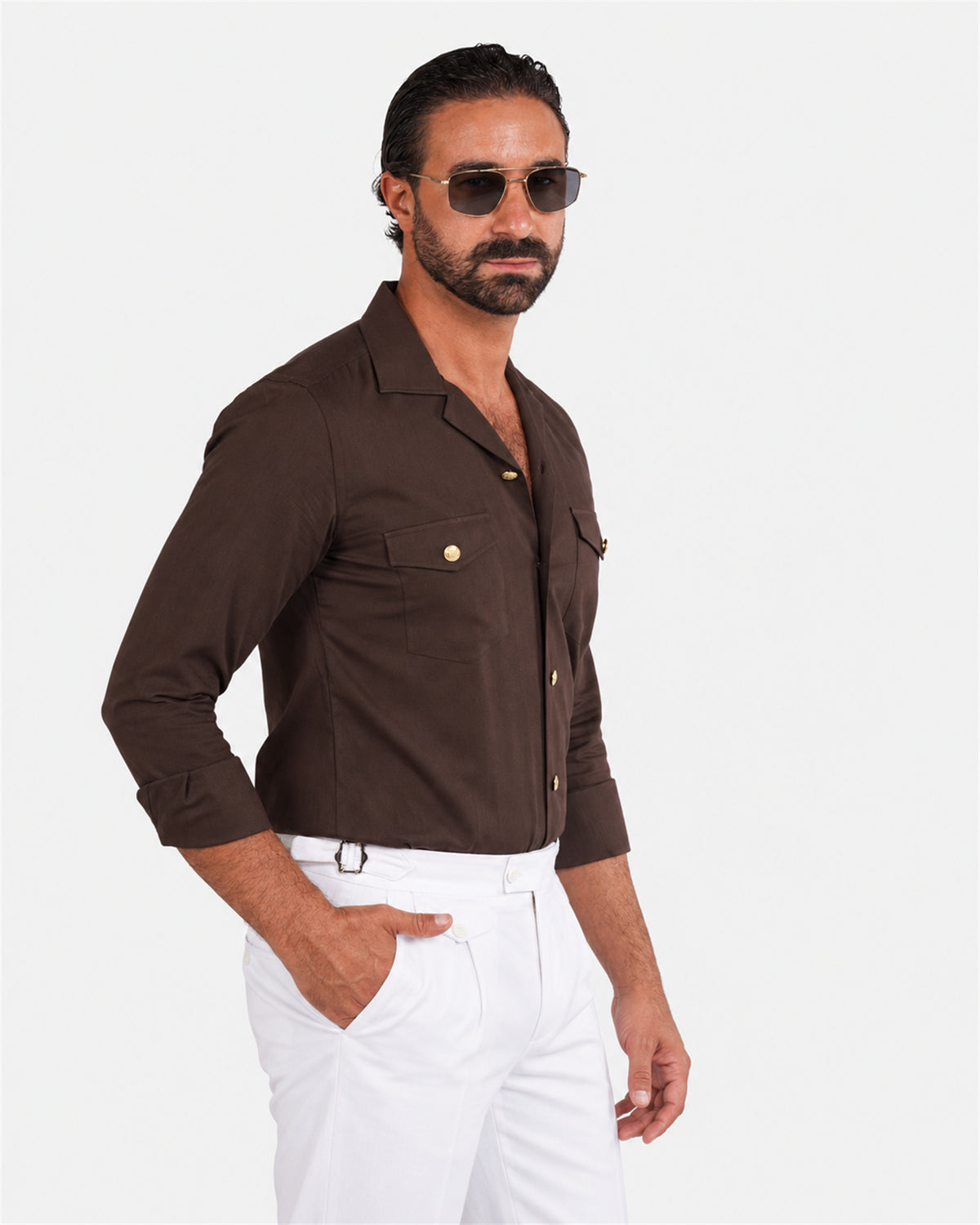 Braunes Safari-Hemd