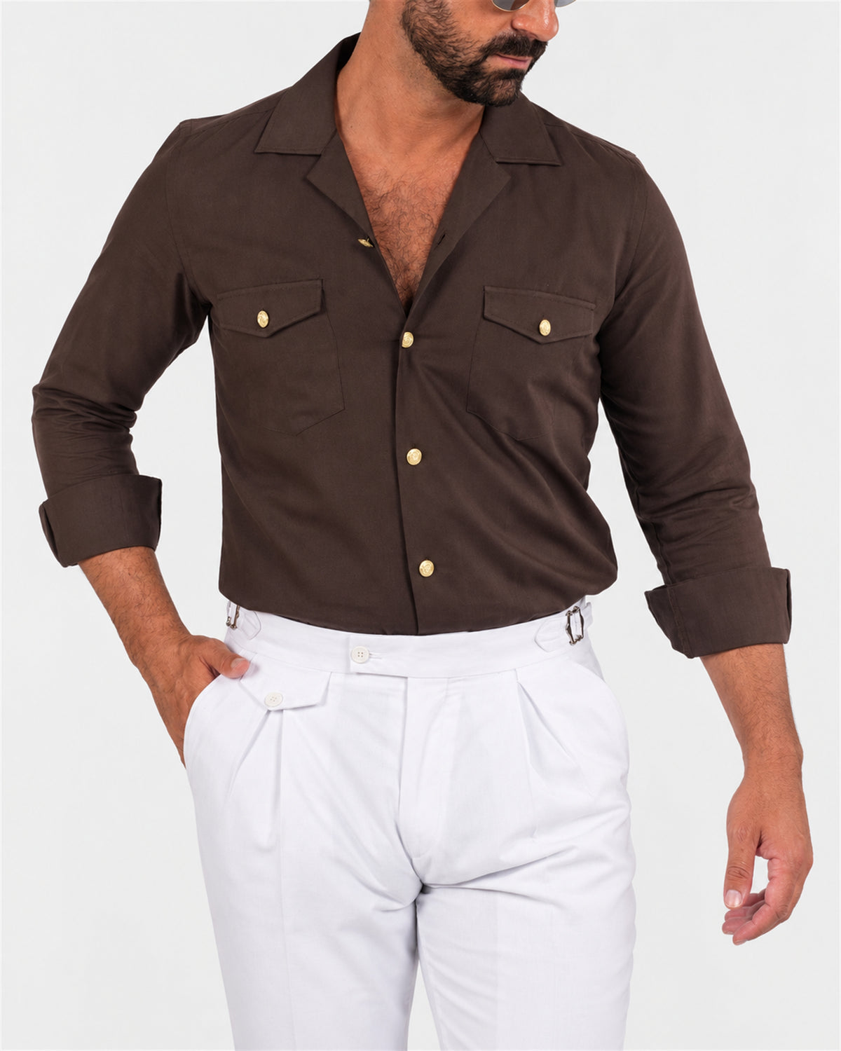 Braunes Safari-Hemd