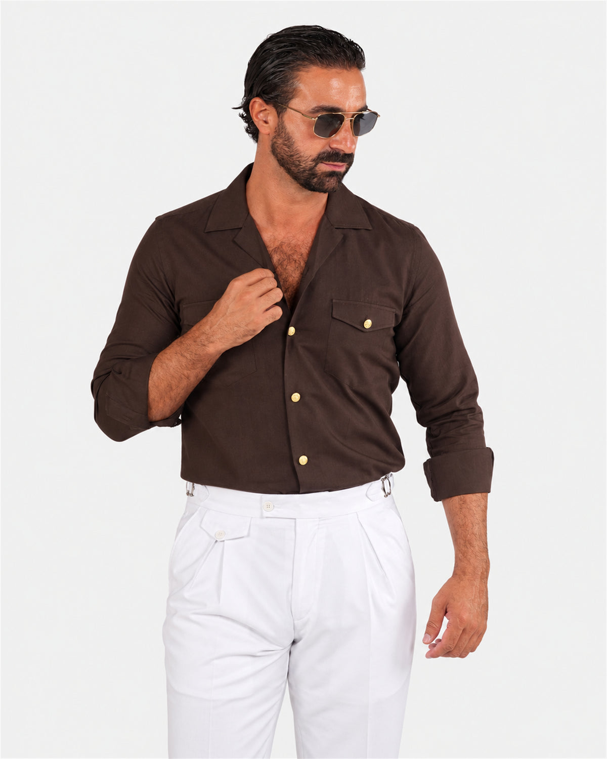 Braunes Safari-Hemd