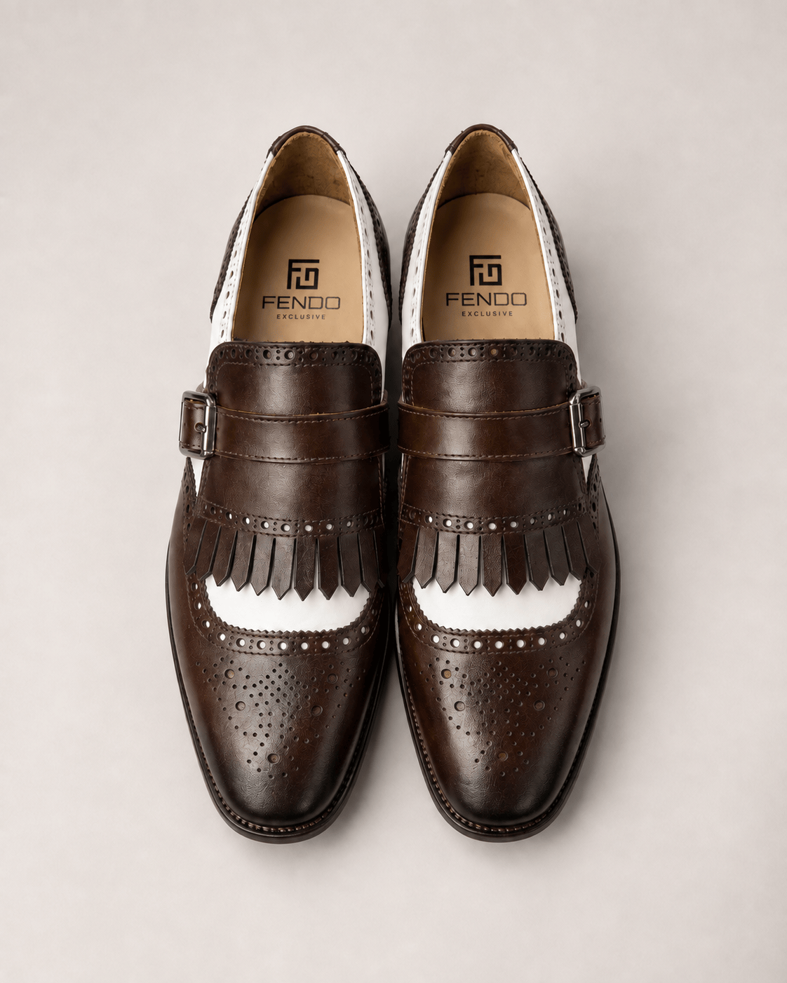 Brown Calfskin Kiltie Single Monk Strap Shoes