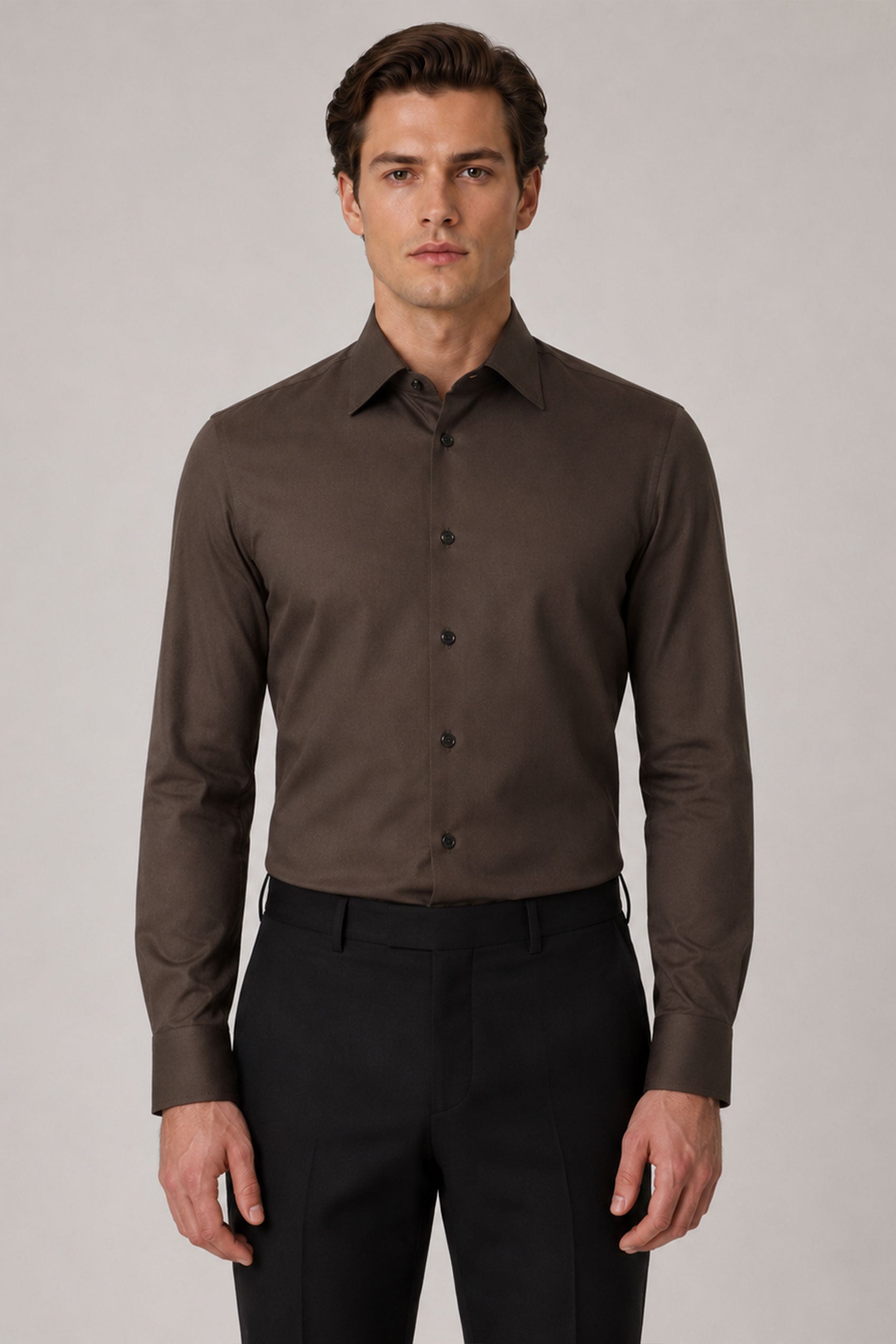 Braunes Slim Fit Hemd